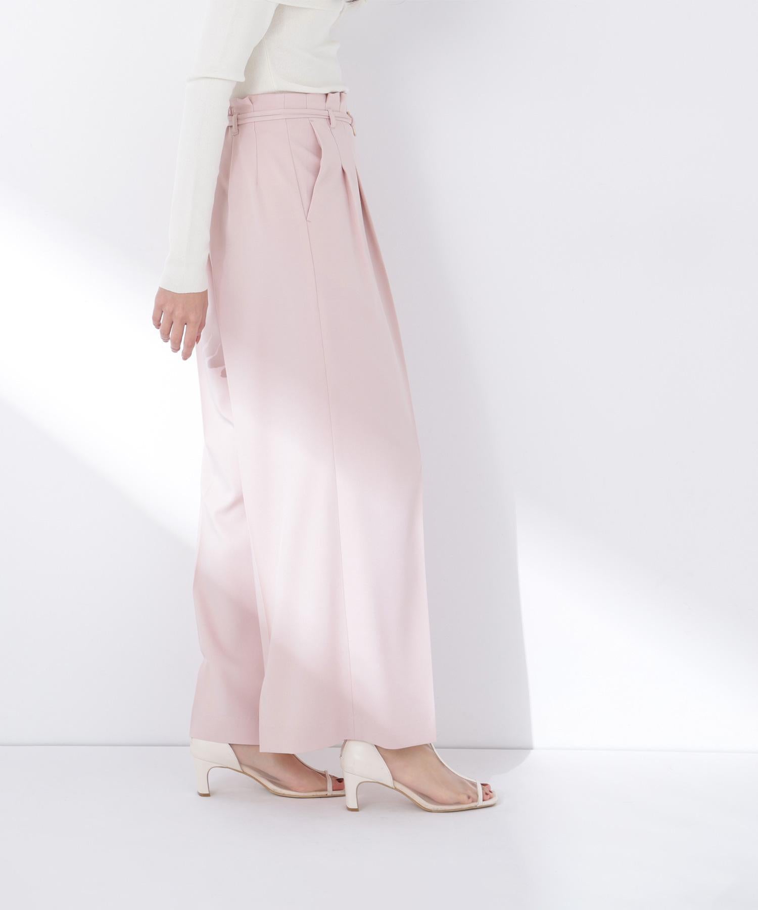 ダブルベルトワイドパンツ ピンク