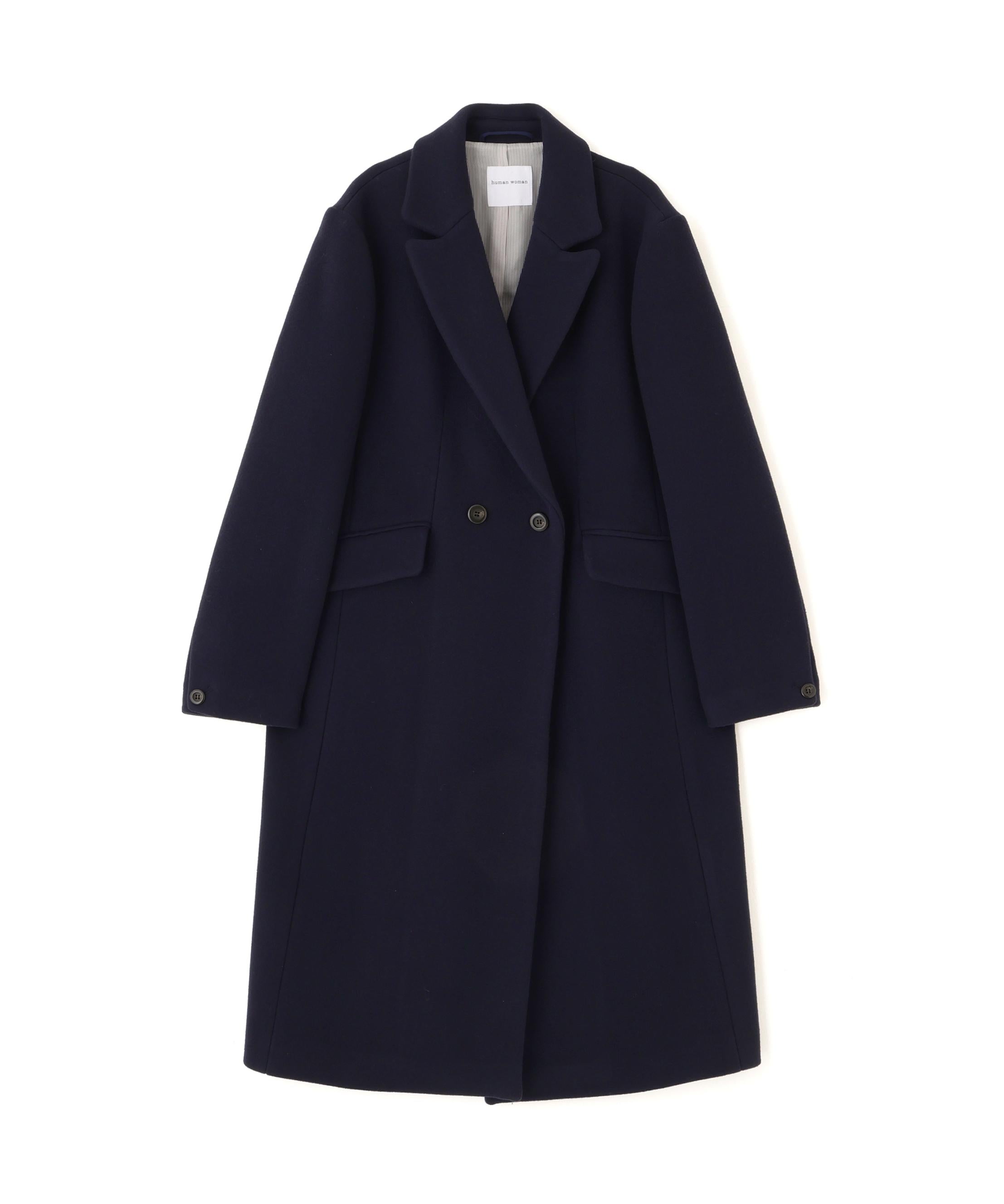 ウールモッサダブルチェスターコート ネイビー