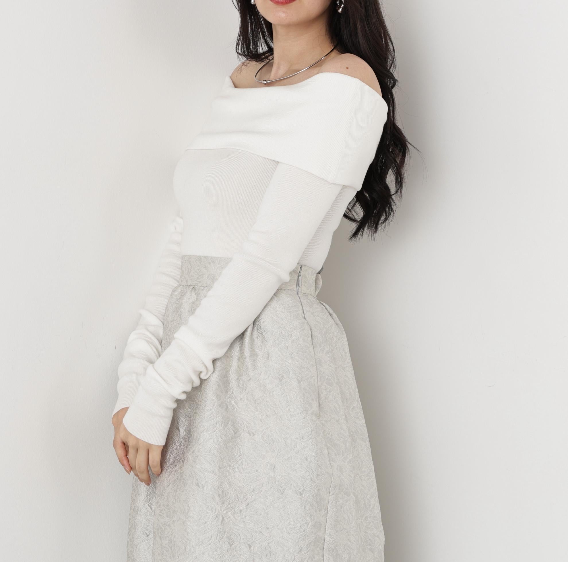 オフショルダー2WAYニットプルオーバー ホワイト