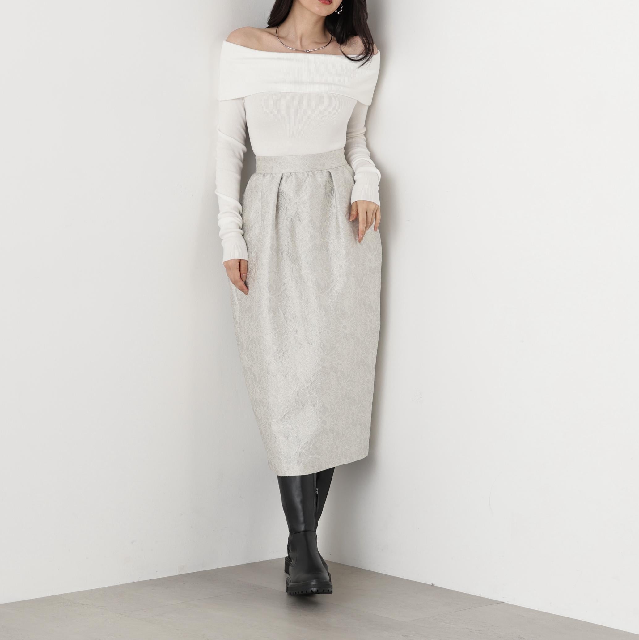 オフショルダー2WAYニットプルオーバー ホワイト