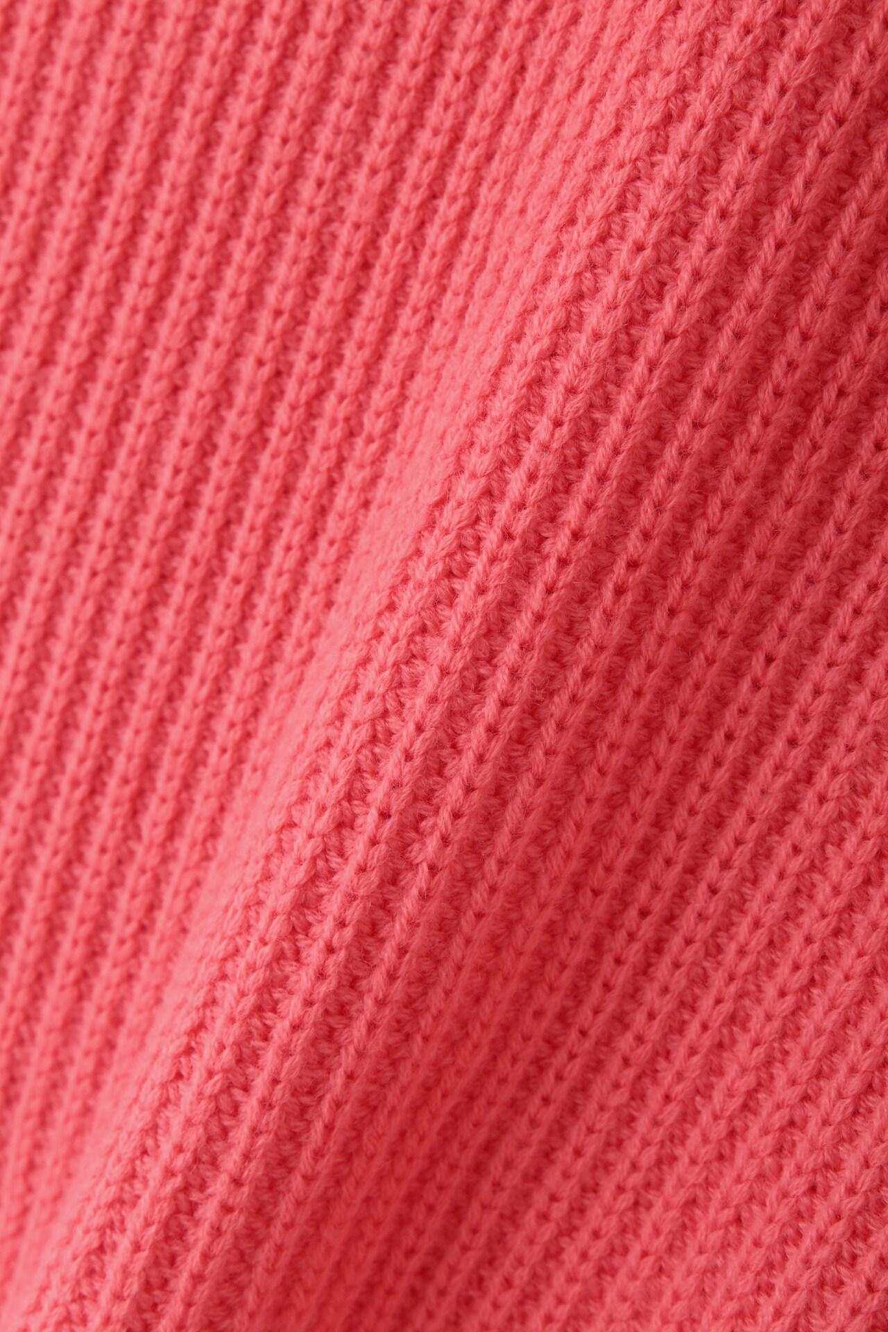 ◆片畦ボウタイミドルゲージニットプルオーバー ピンク