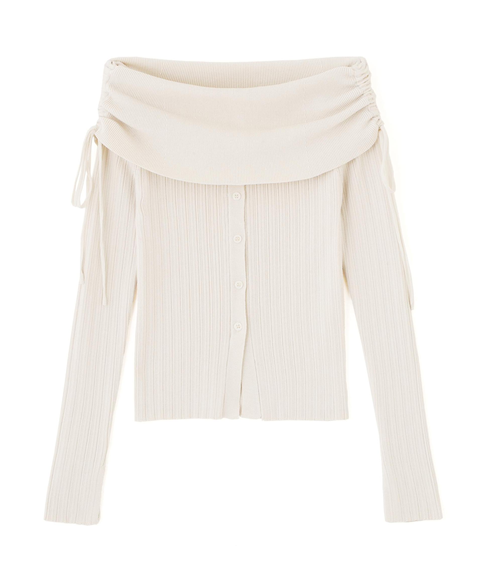 リボンシャーリングオフショルダーニット オフ