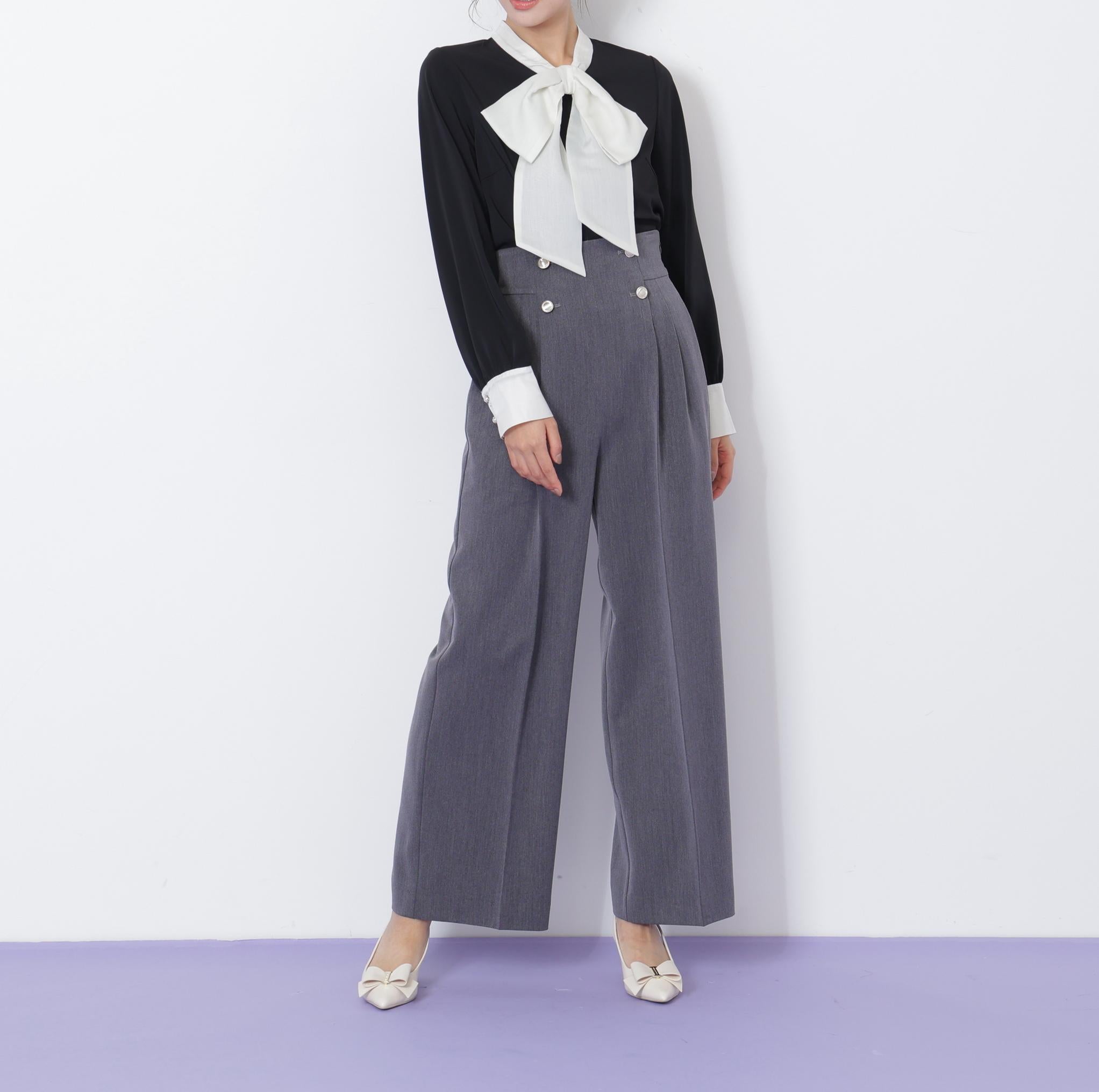 ビッグボウタイブラウス ブラック