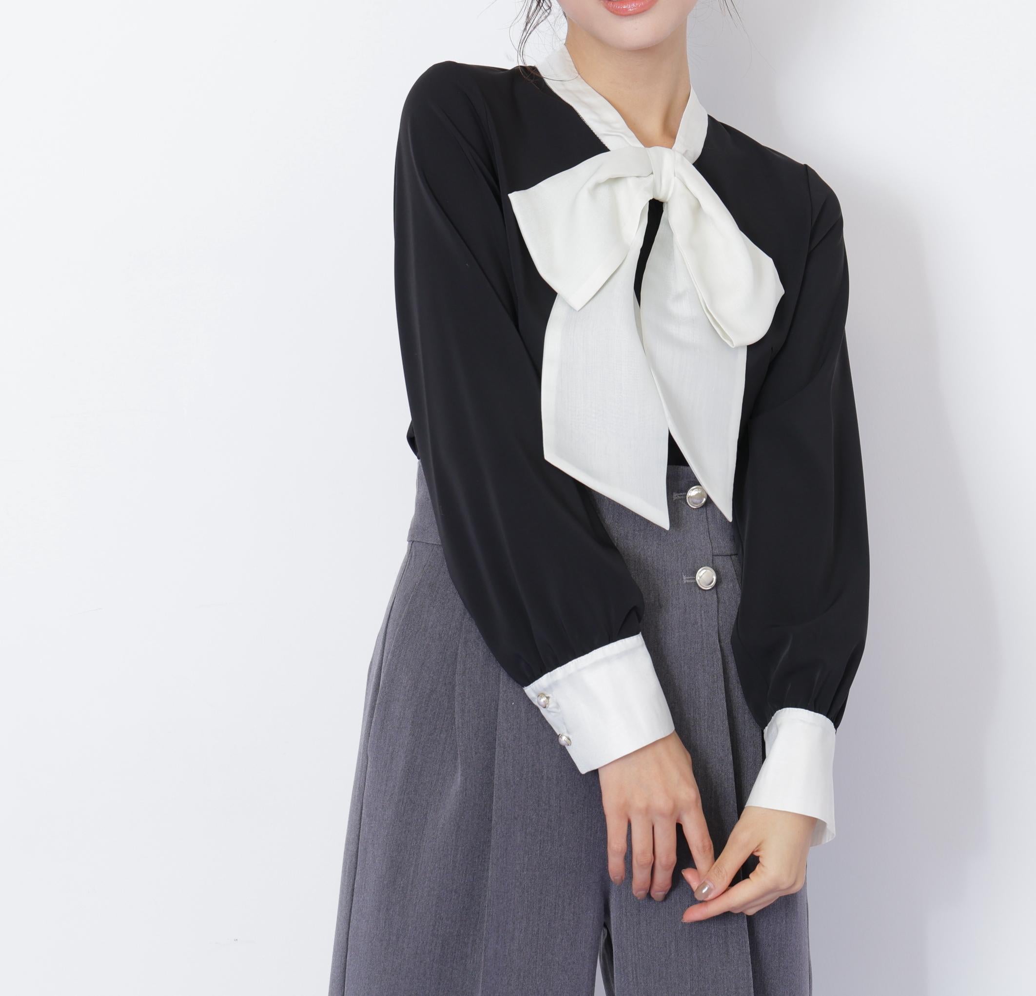 ビッグボウタイブラウス ブラック