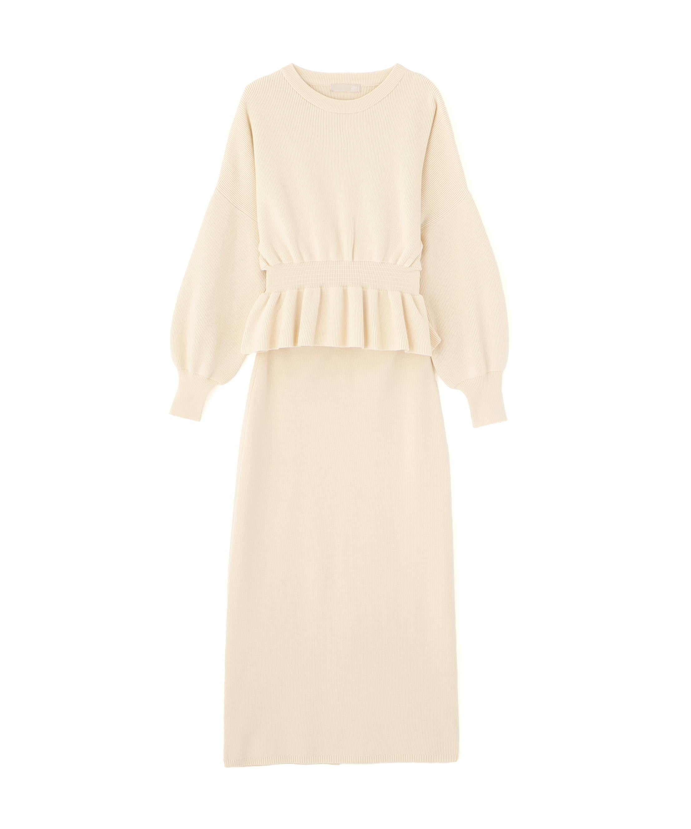 ペプラムニットセットアップ オフ