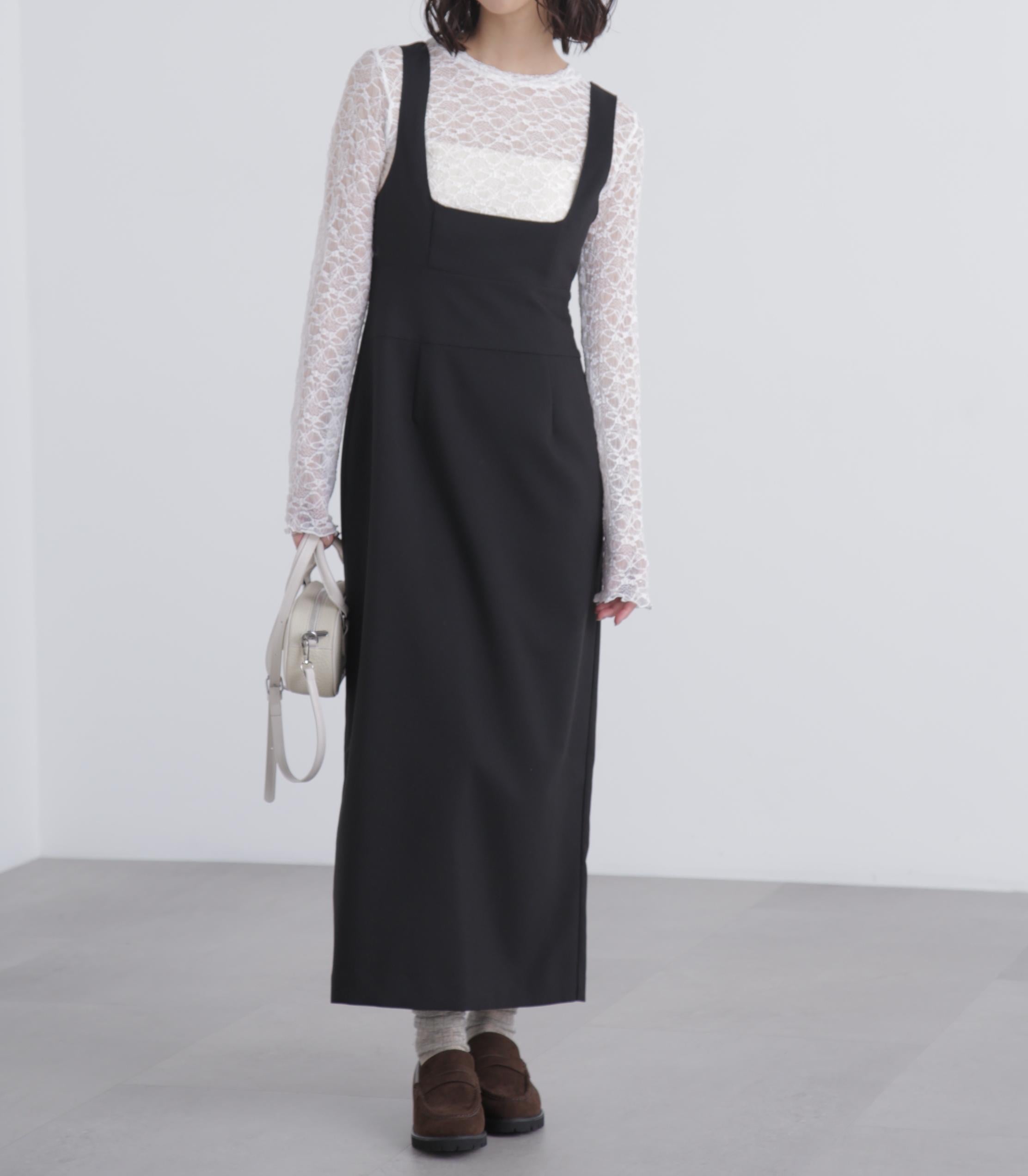 スクープネックマキシジャンパースカート ブラック