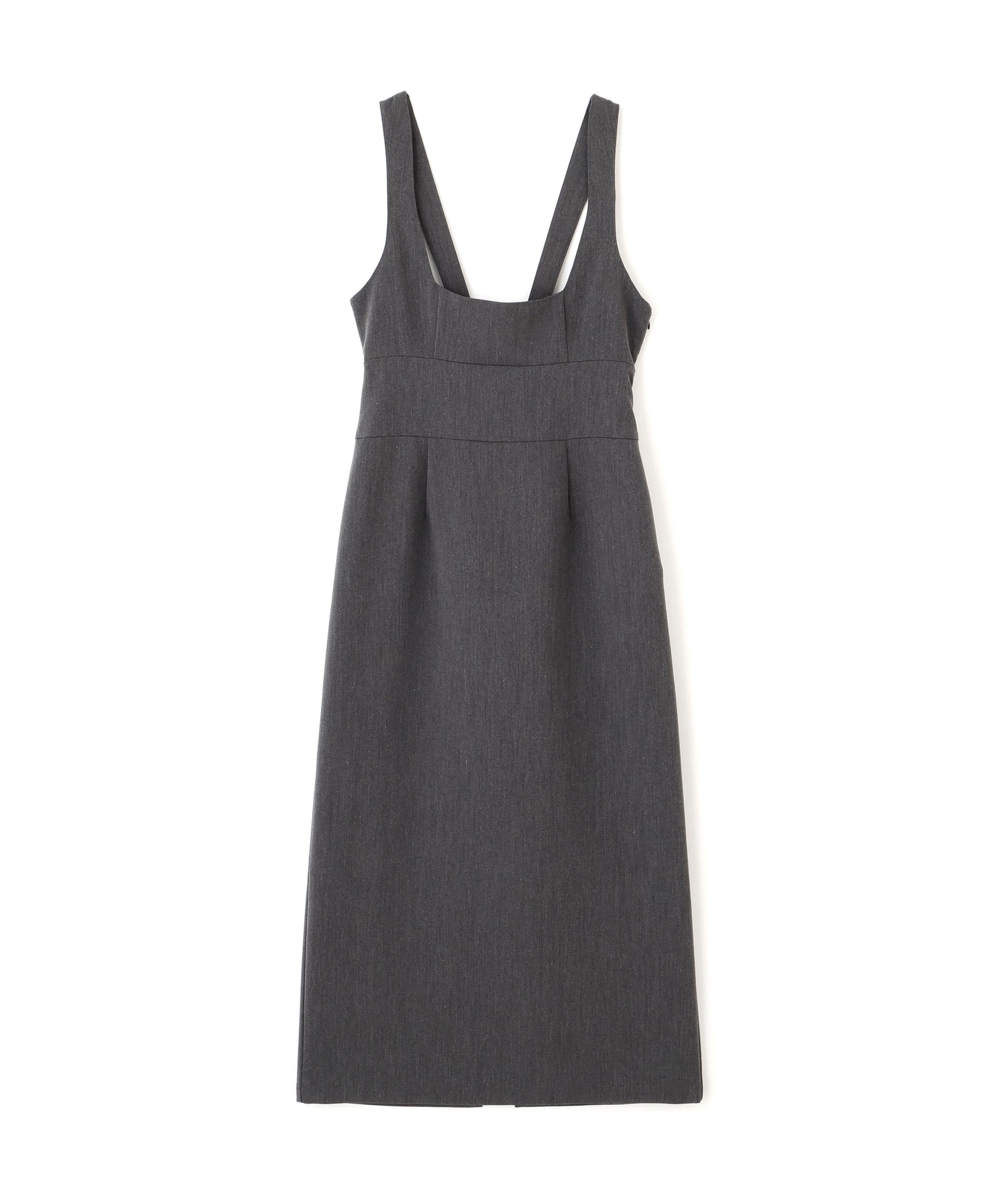 スクープネックマキシジャンパースカート グレー