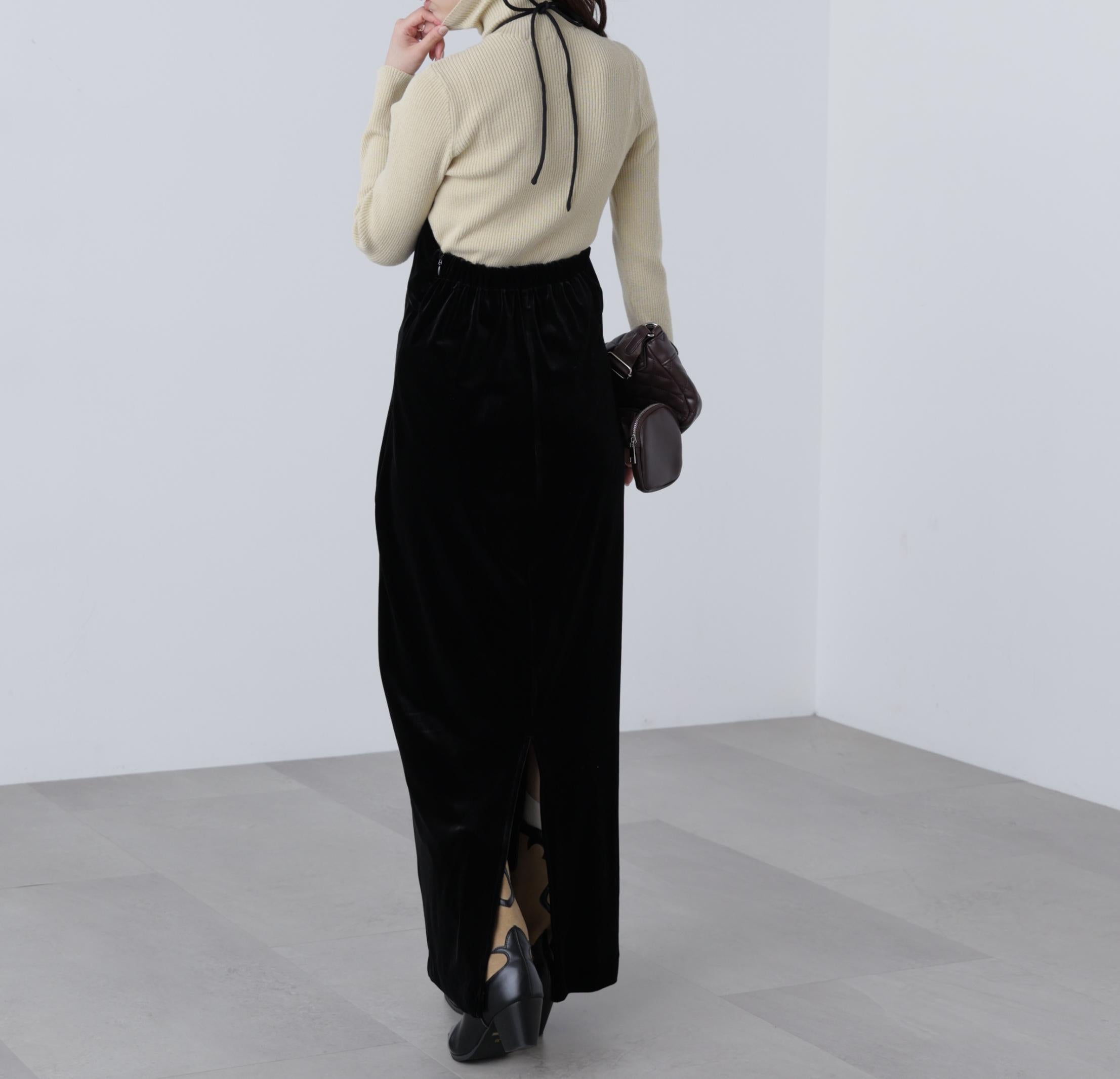 ホルターネックベロアキャミワンピース ブラック