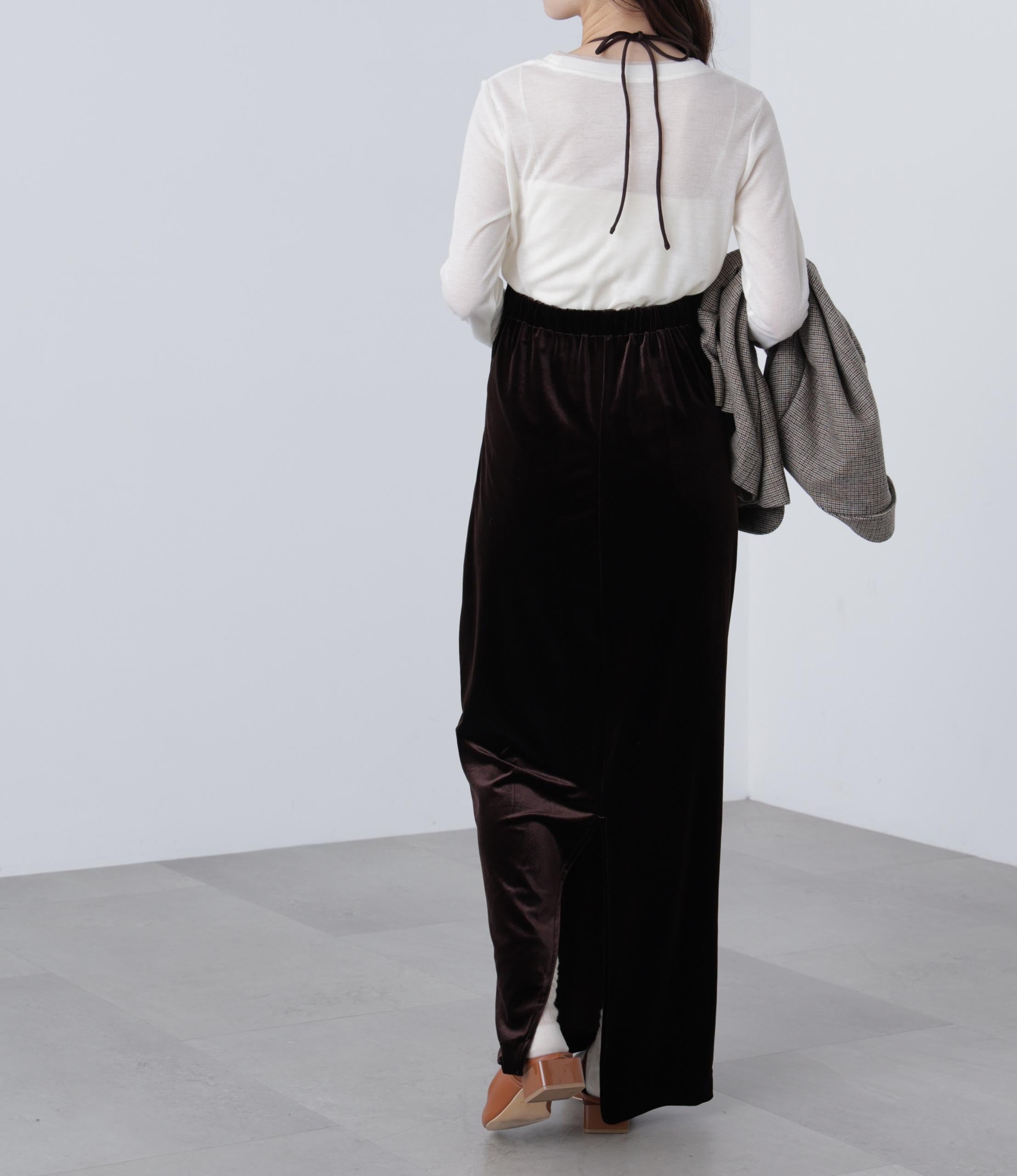 ホルターネックベロアキャミワンピース ブラウン