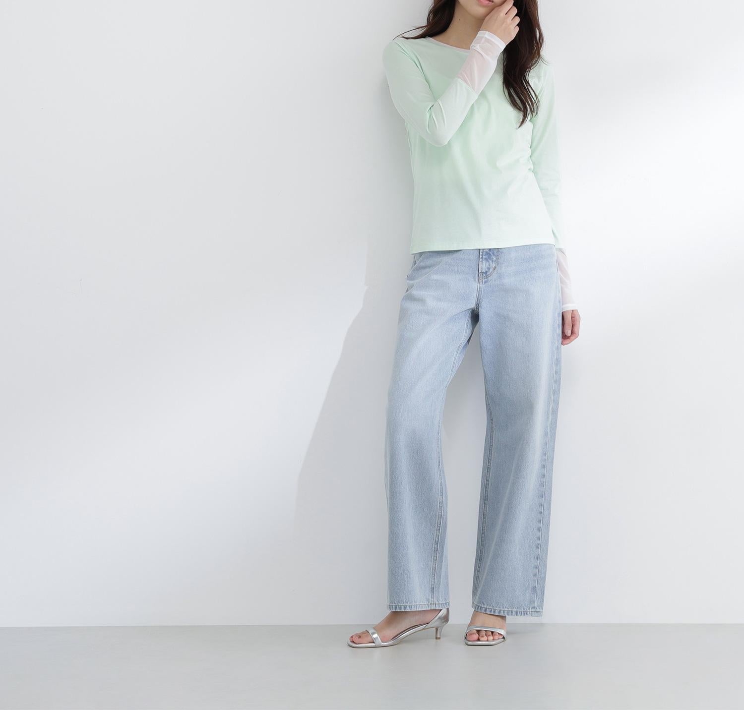 シアーカフスカットソー ライトグリーン2