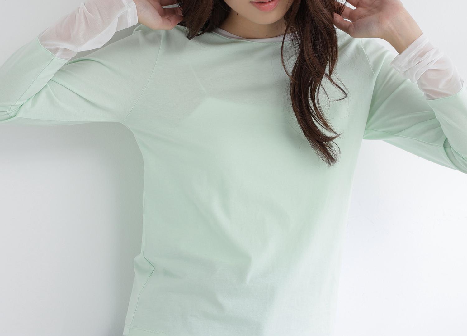 シアーカフスカットソー ライトグリーン2