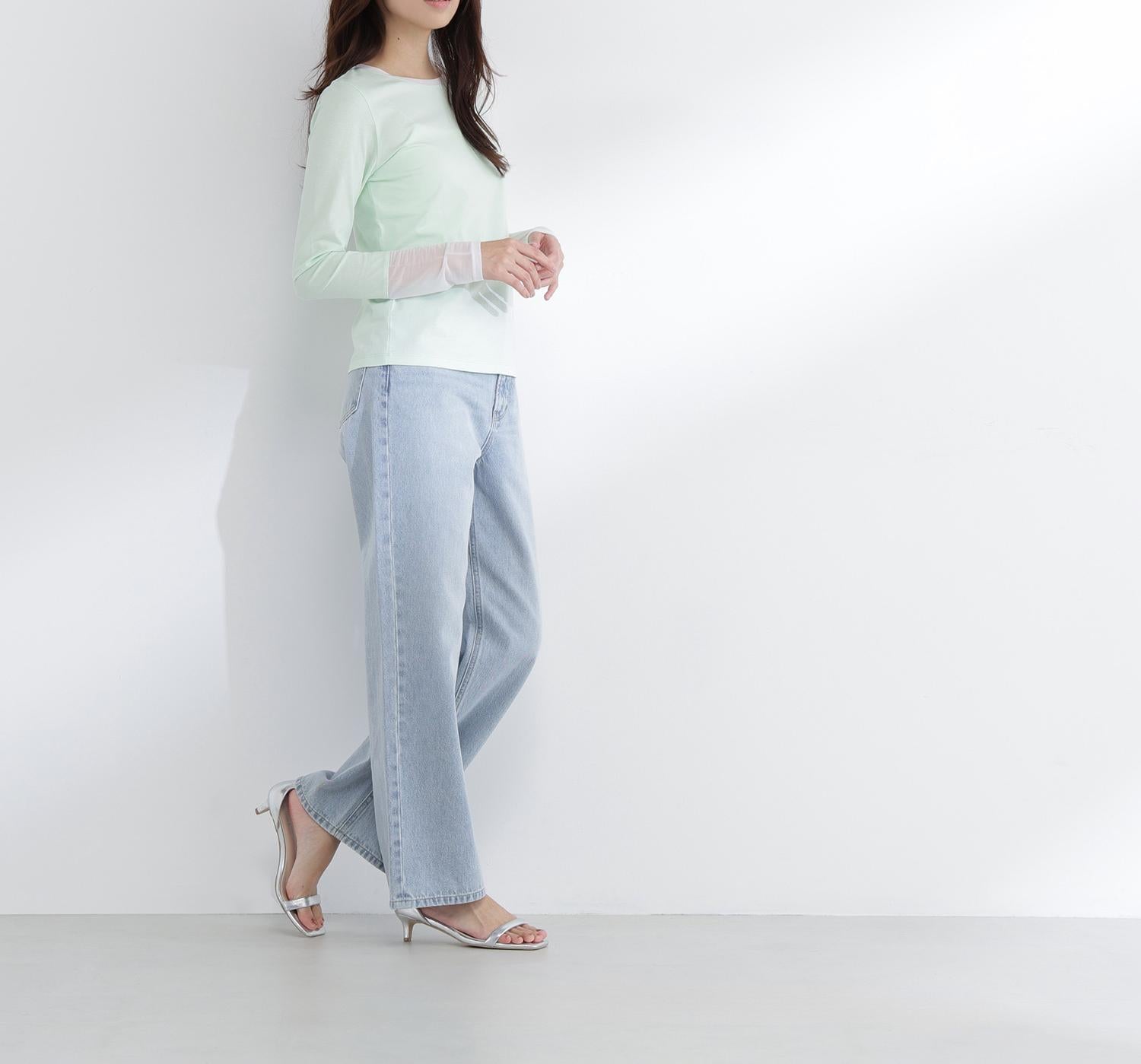 シアーカフスカットソー ライトグリーン2