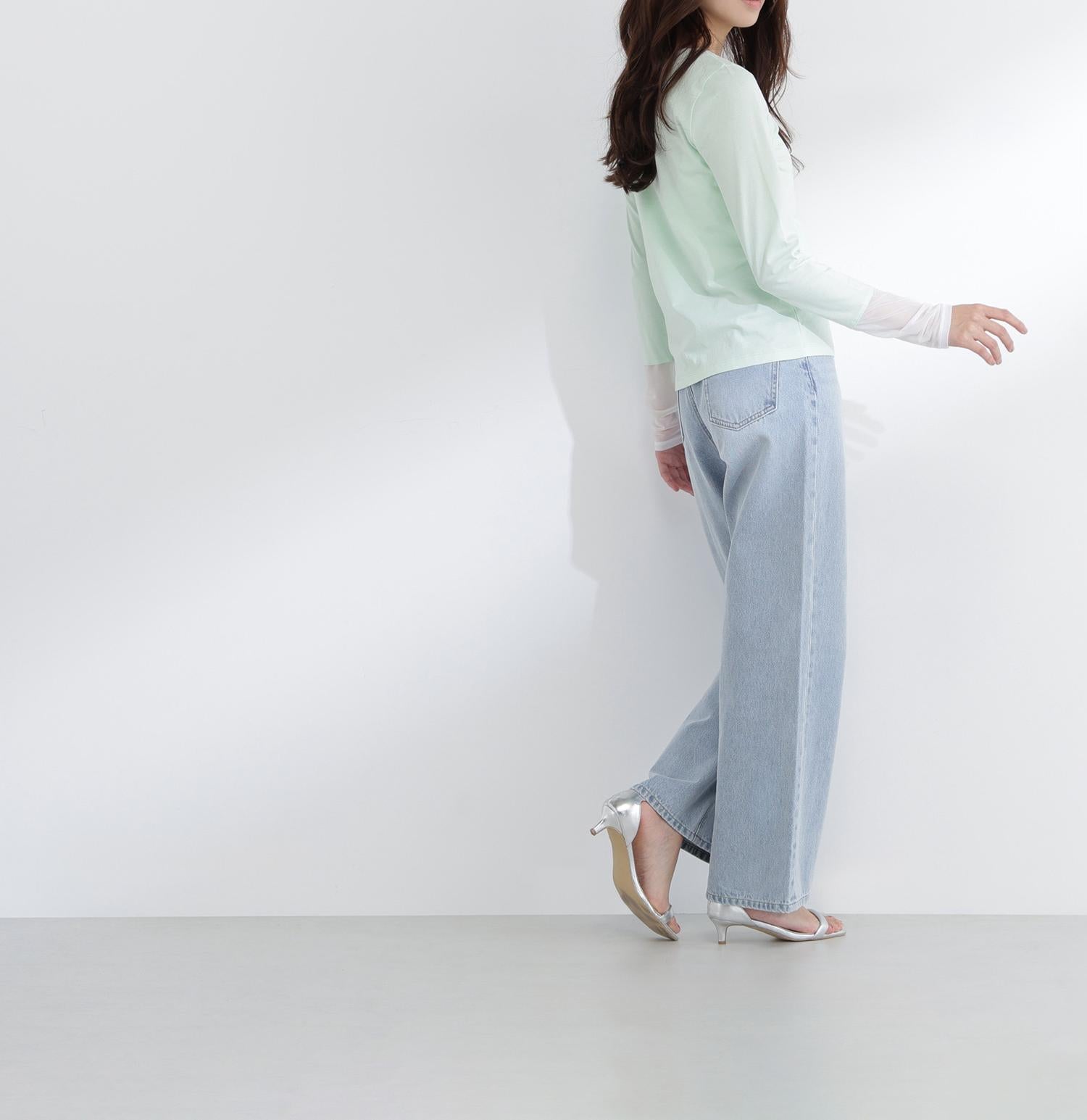 シアーカフスカットソー ライトグリーン2