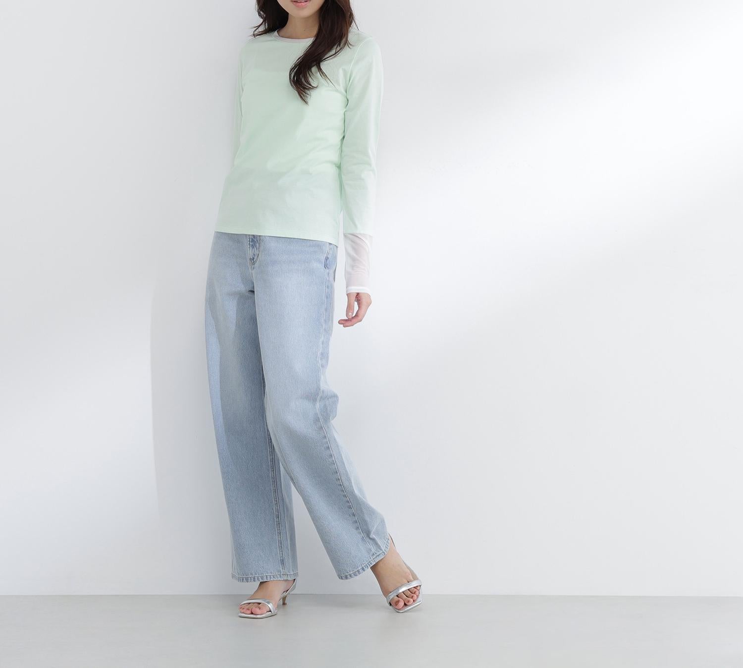 シアーカフスカットソー ライトグリーン2