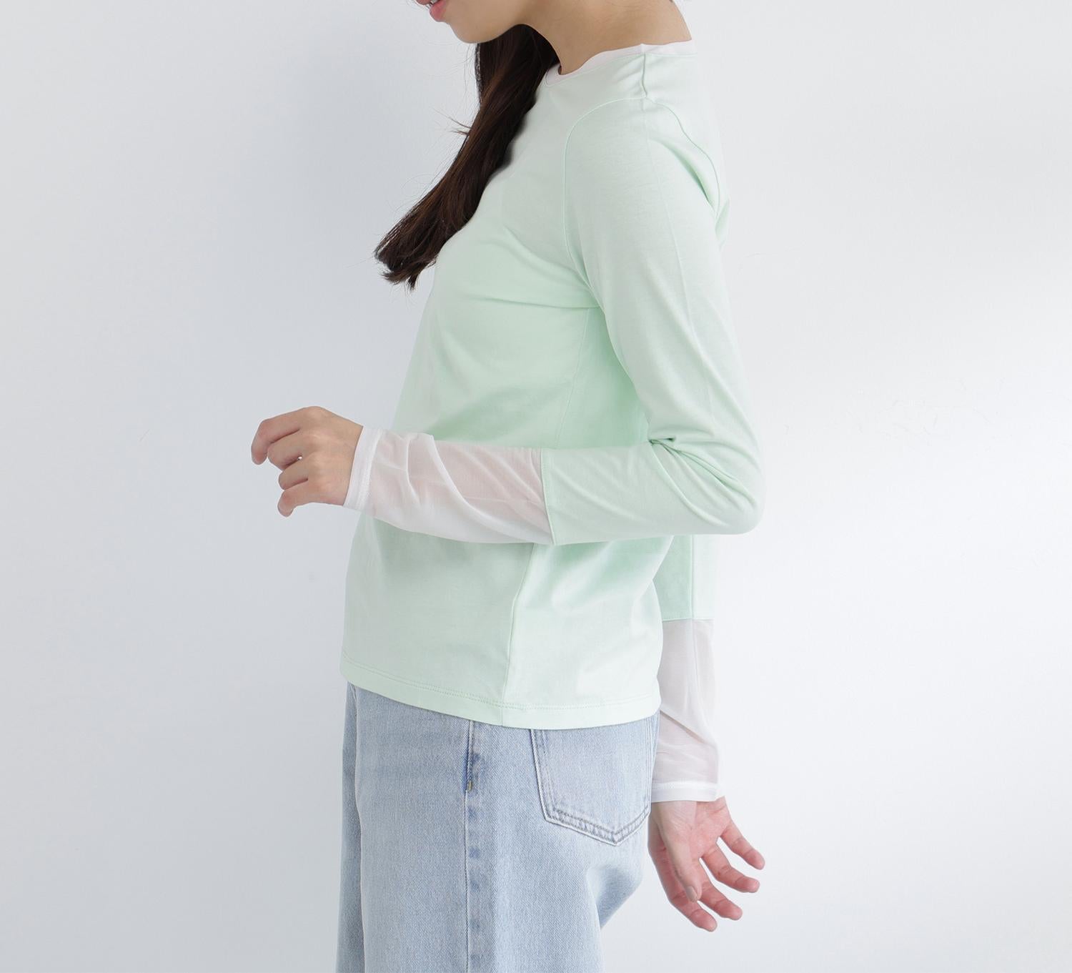 シアーカフスカットソー ライトグリーン2