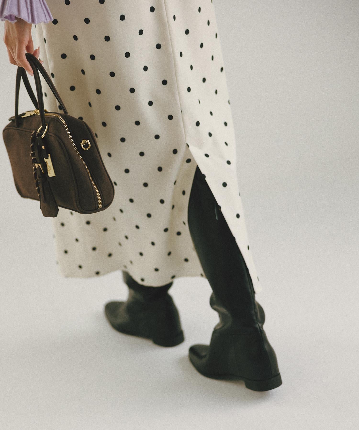 ドットサテンタイトスカート オフホワイトベース2