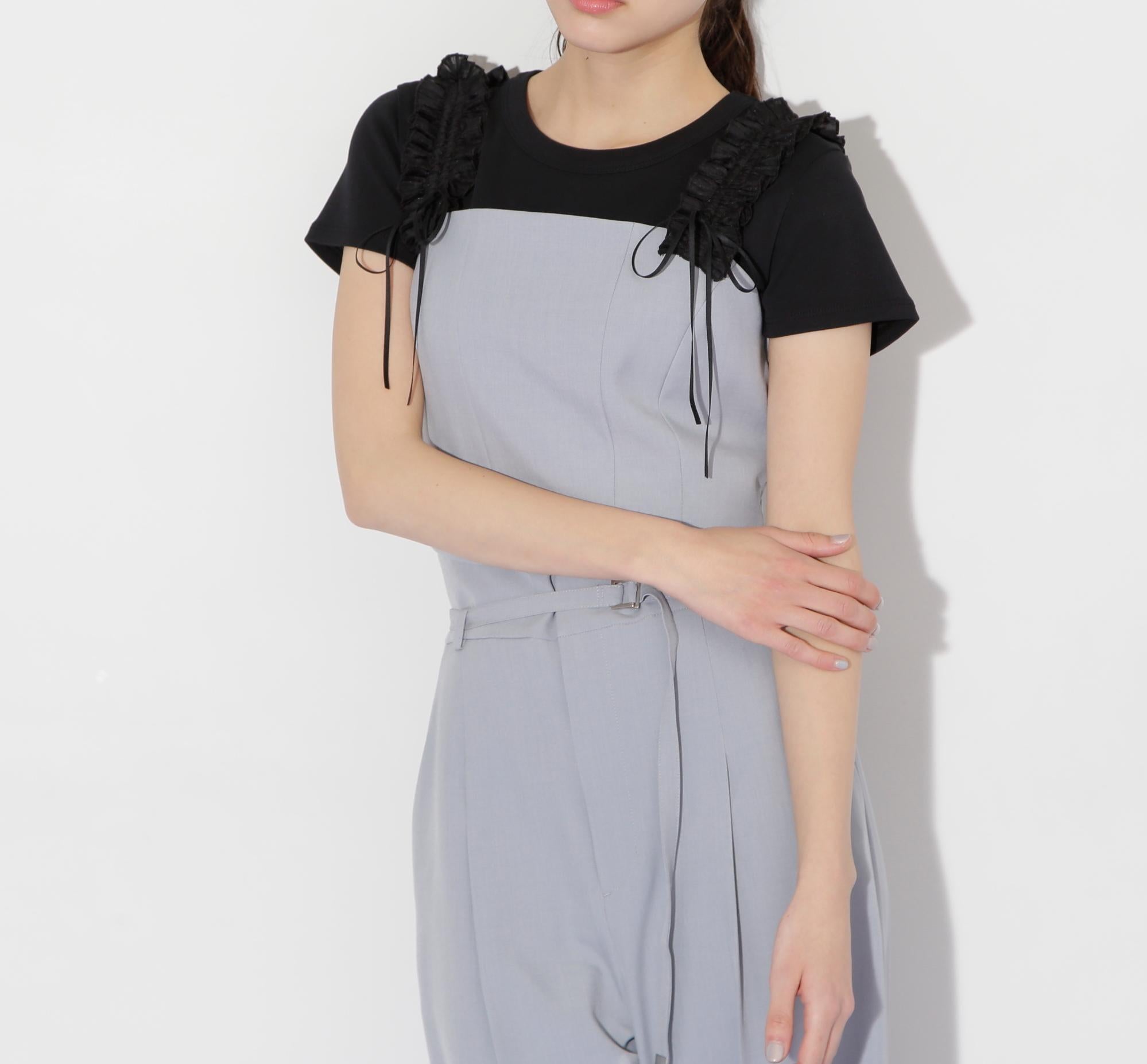 〈セットアップ対応〉フリルショルダービスチェ ブルー