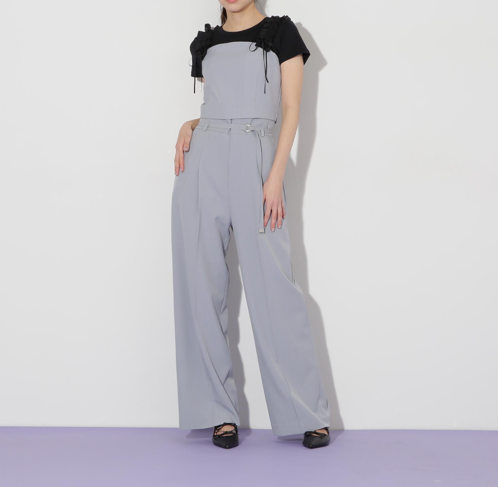 〈セットアップ対応〉フリルショルダービスチェ ブルー