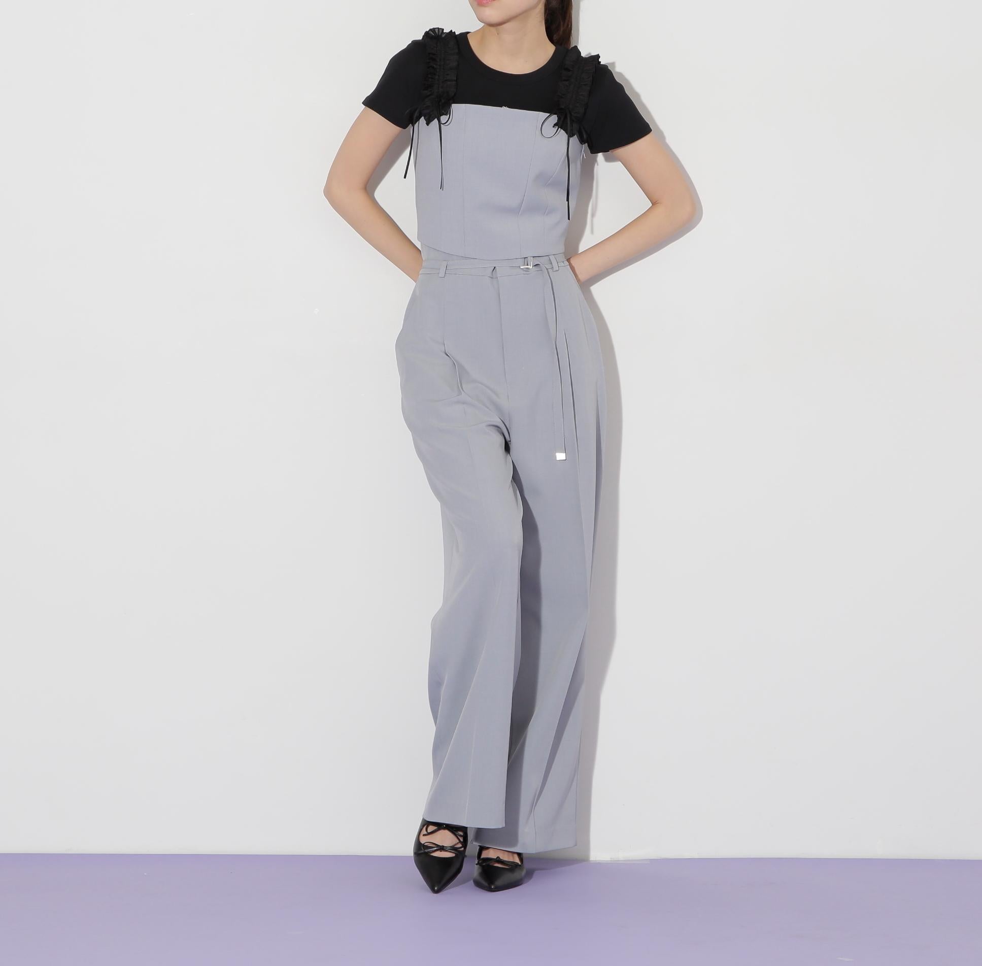 〈セットアップ対応〉フリルショルダービスチェ ブルー