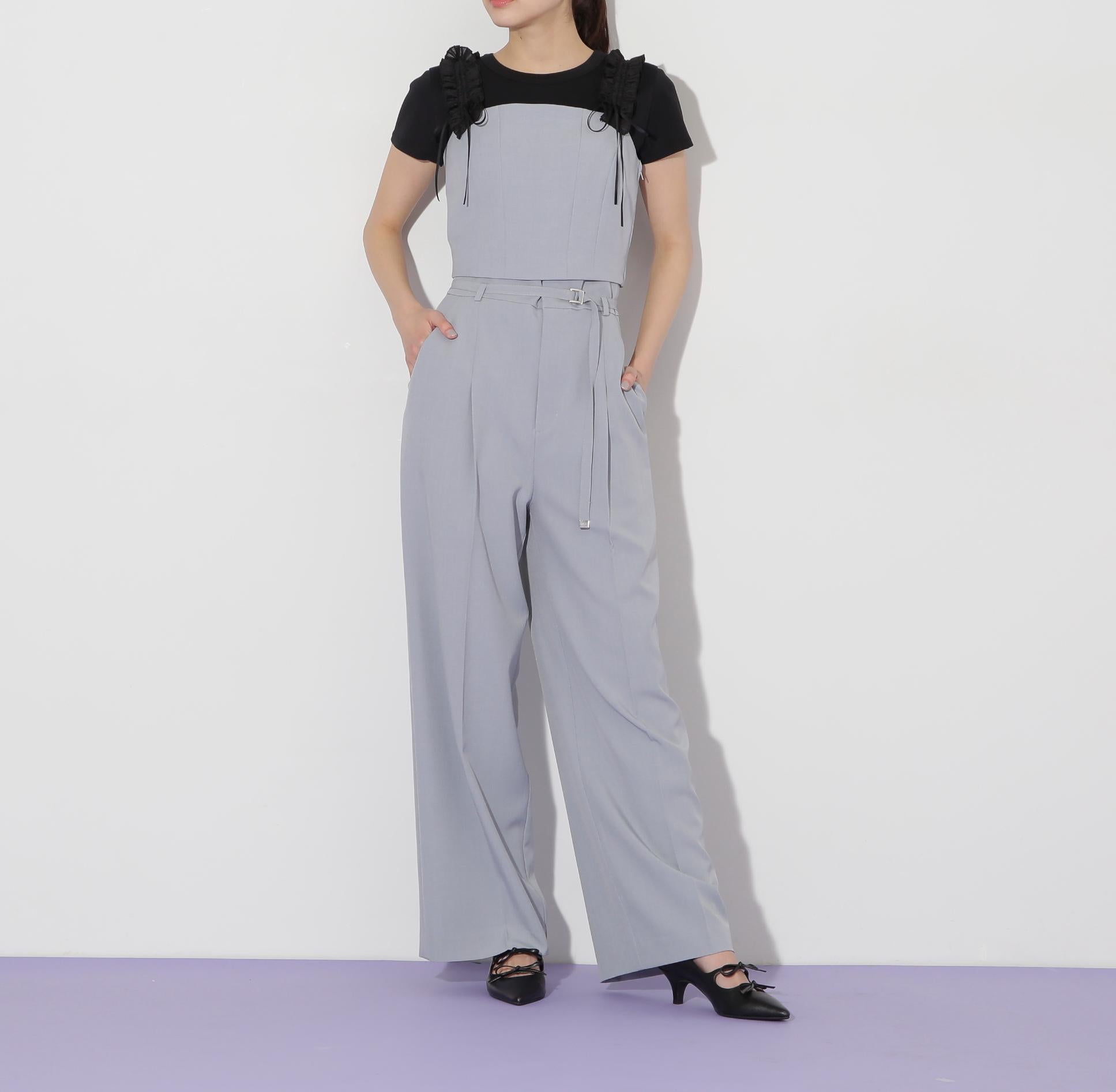 〈セットアップ対応〉フリルショルダービスチェ ブルー