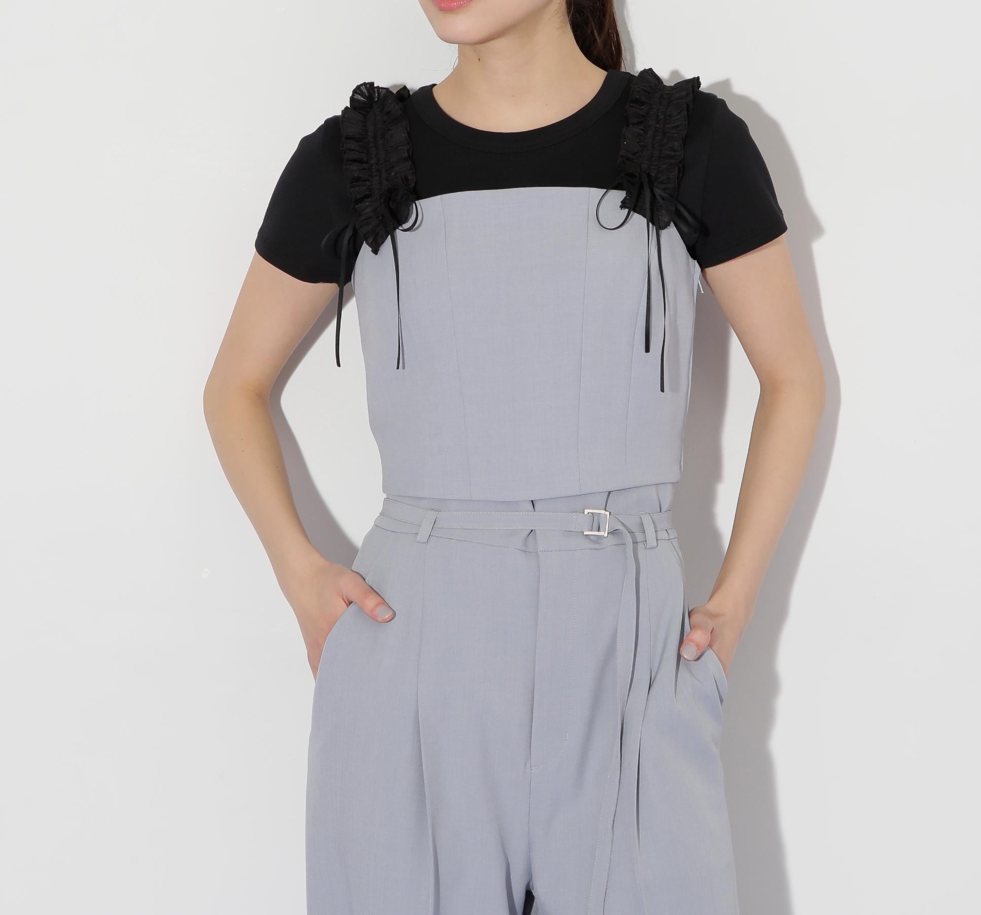 〈セットアップ対応〉フリルショルダービスチェ ブルー