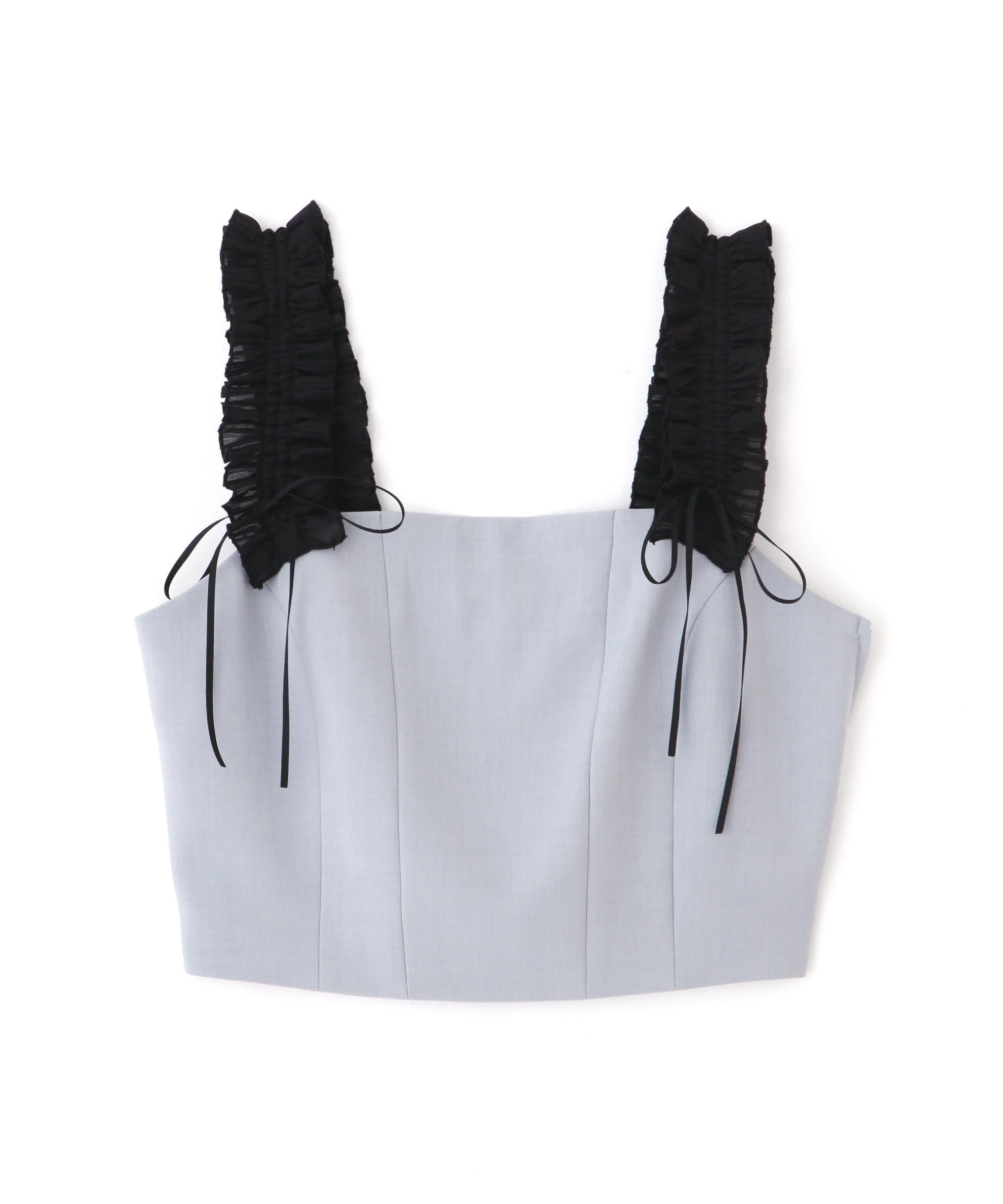 〈セットアップ対応〉フリルショルダービスチェ ブルー