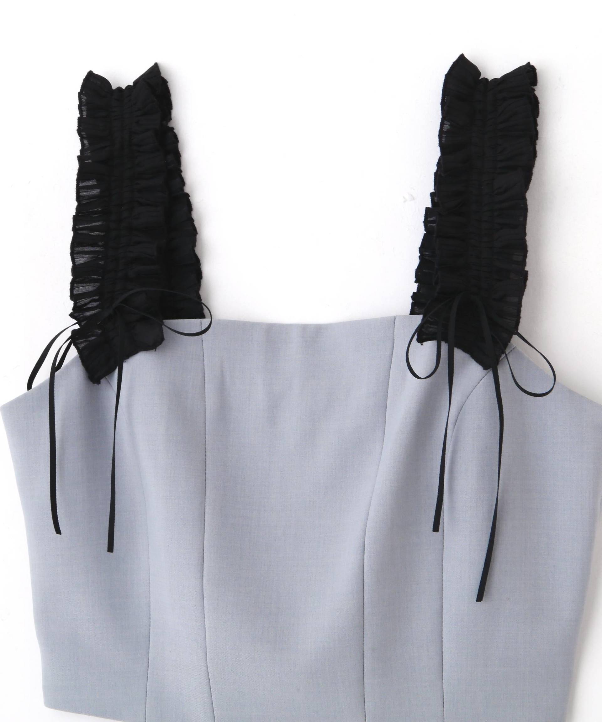 〈セットアップ対応〉フリルショルダービスチェ ブルー