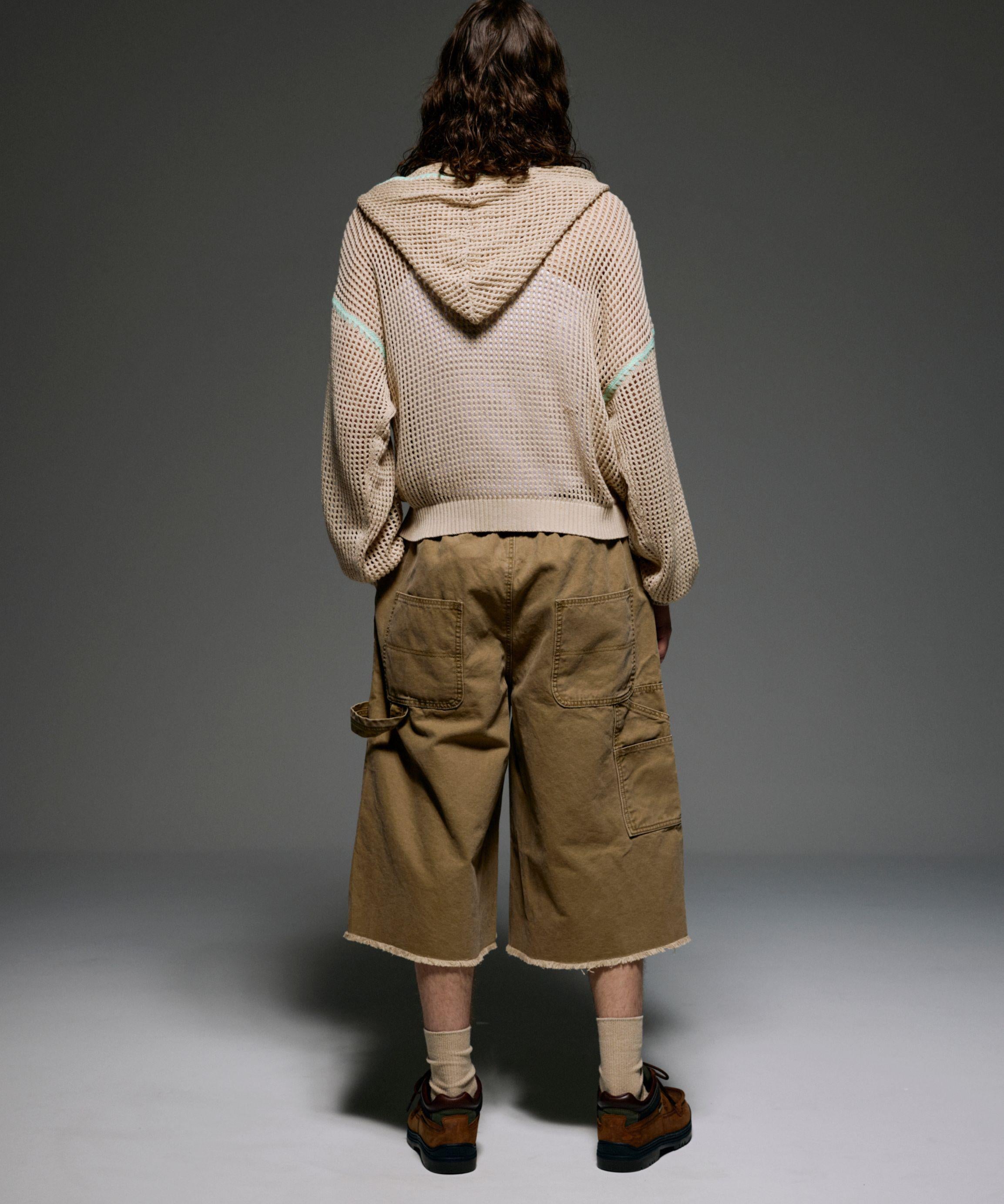 B omnivore/ビーオムニボー HAND - STITCH MESH HOODIE ベージュ