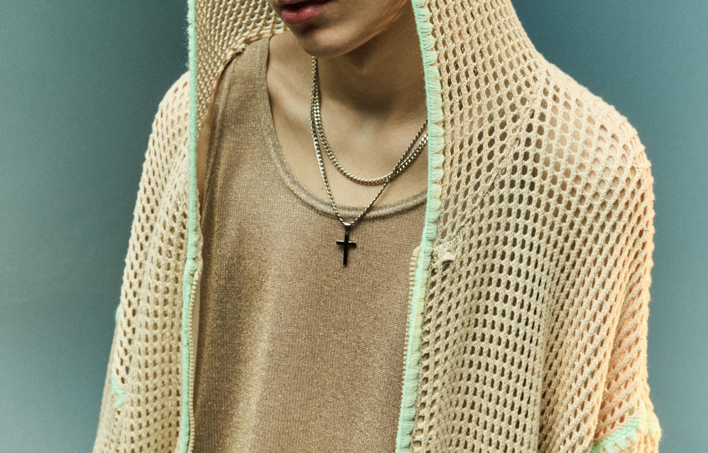 B omnivore/ビーオムニボー HAND - STITCH MESH HOODIE ベージュ
