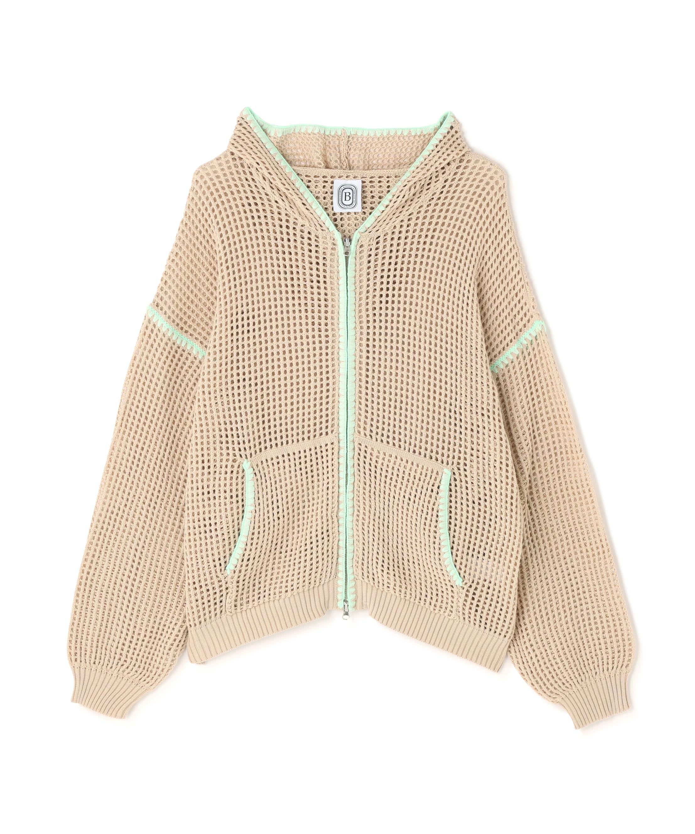 B omnivore/ビーオムニボー HAND - STITCH MESH HOODIE ベージュ