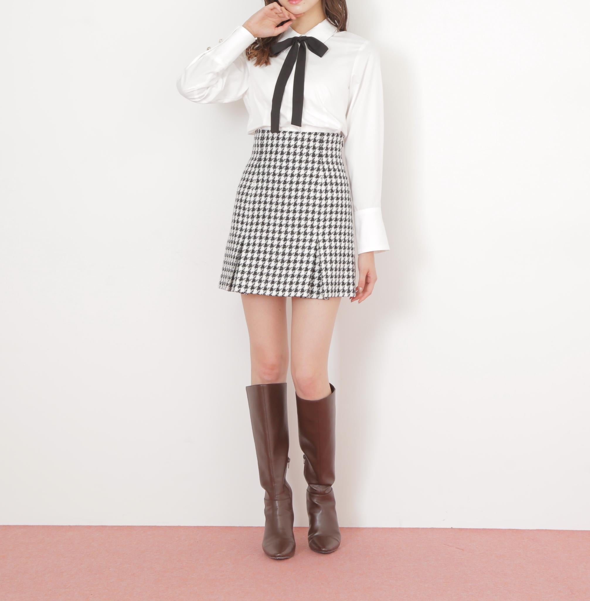 リボンタイ付シャツ ホワイト