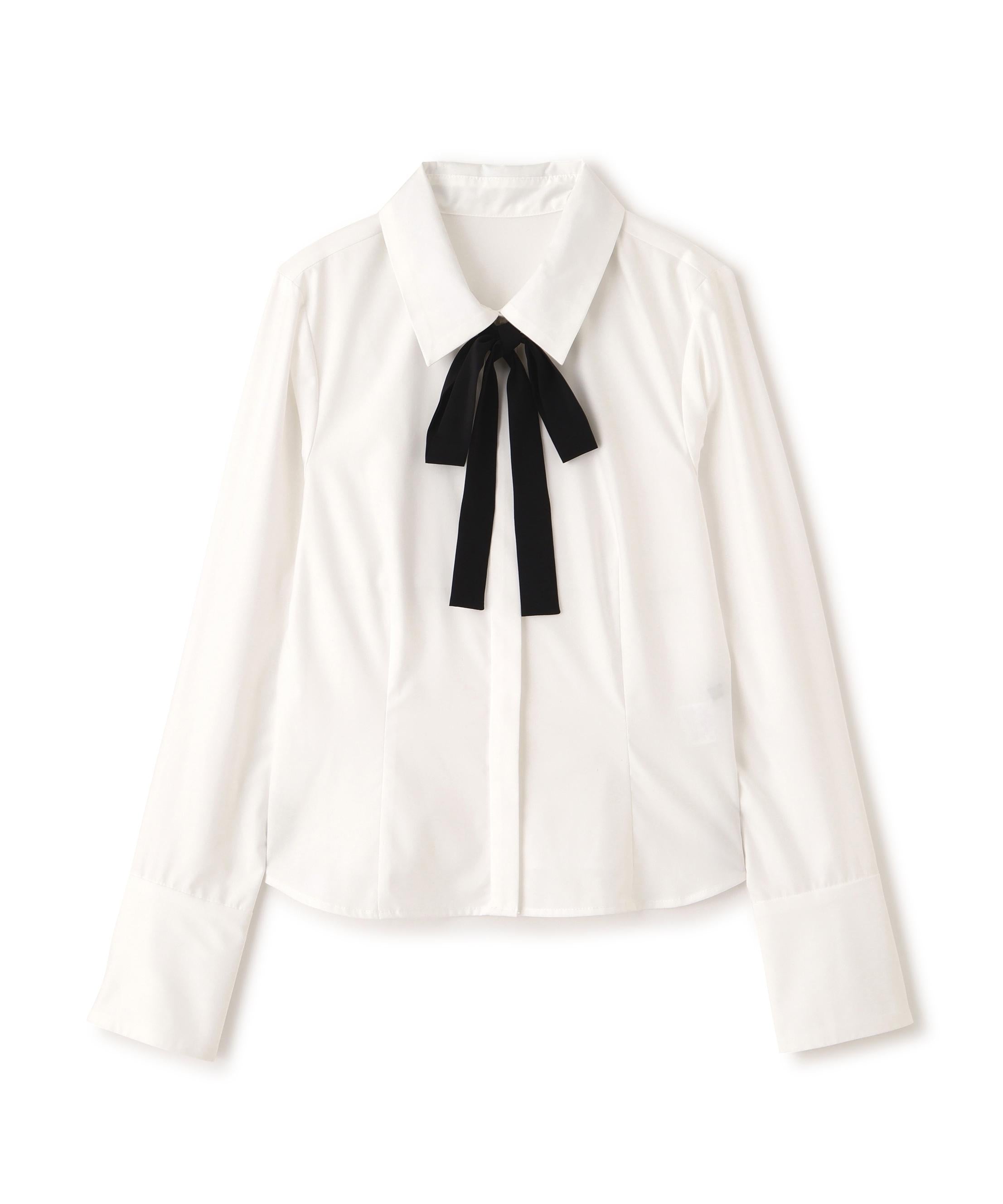 リボンタイ付シャツ ホワイト