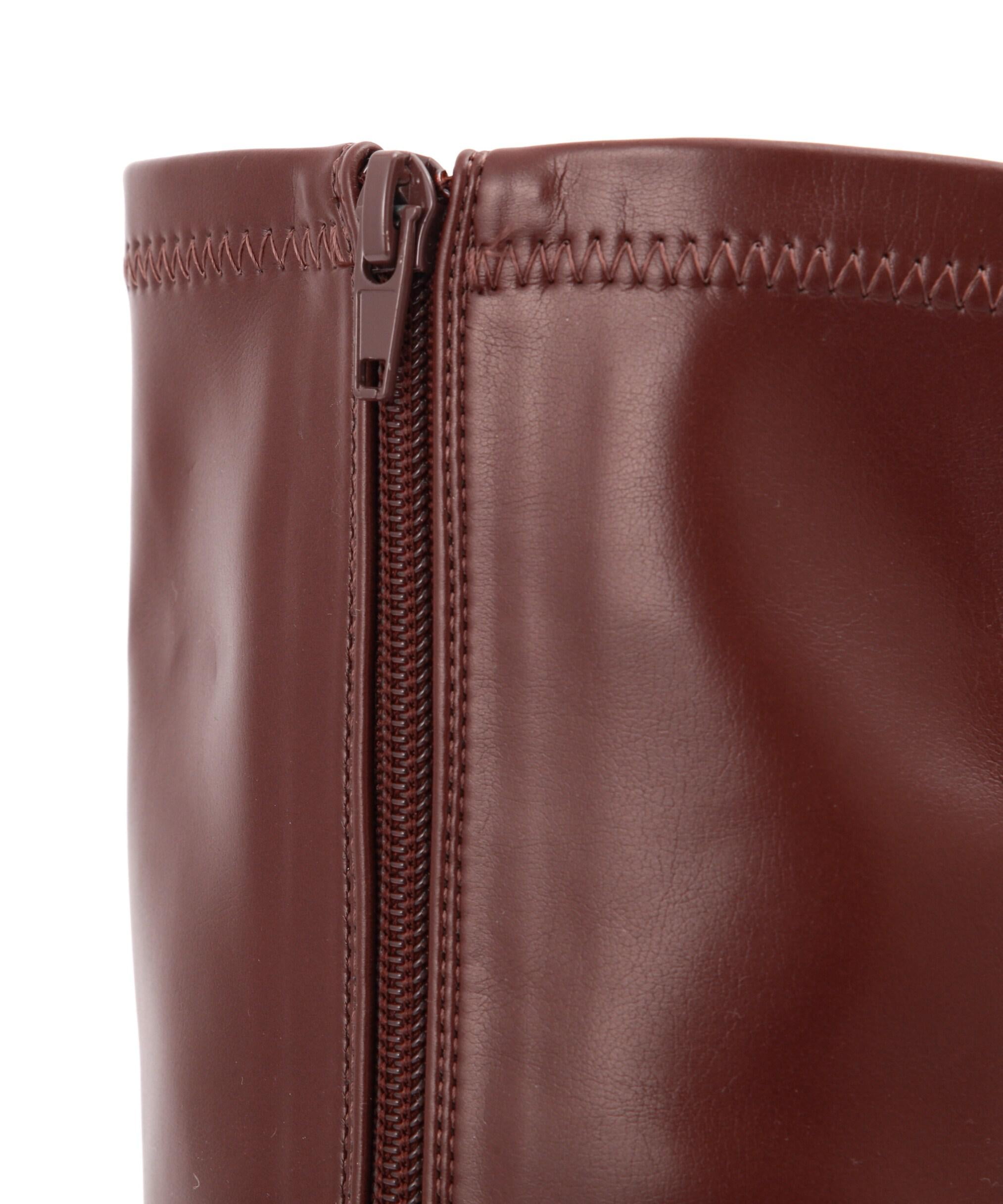 ワイドヒールストレッチブーツ ブラウン