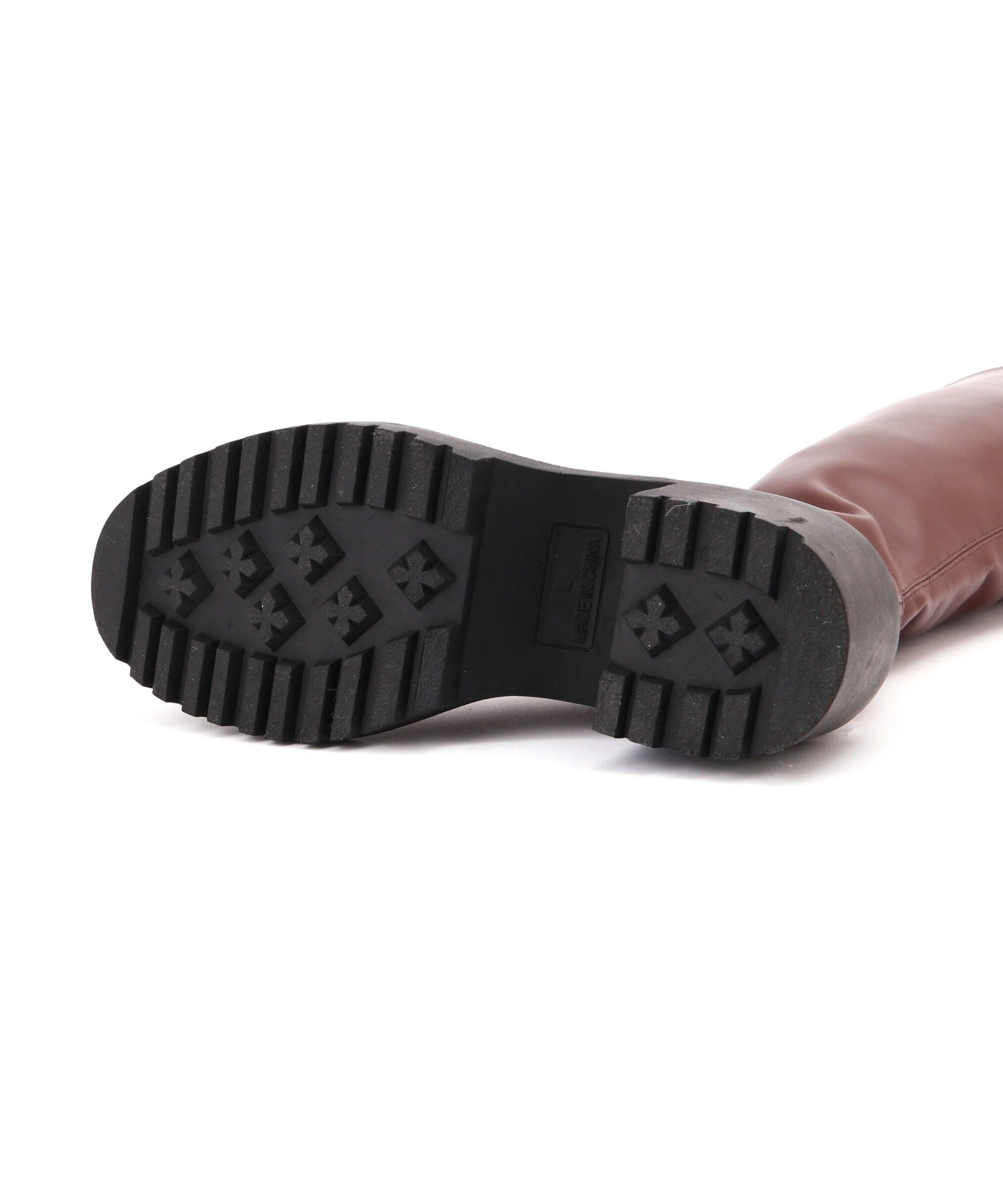 ワイドヒールストレッチブーツ ブラウン