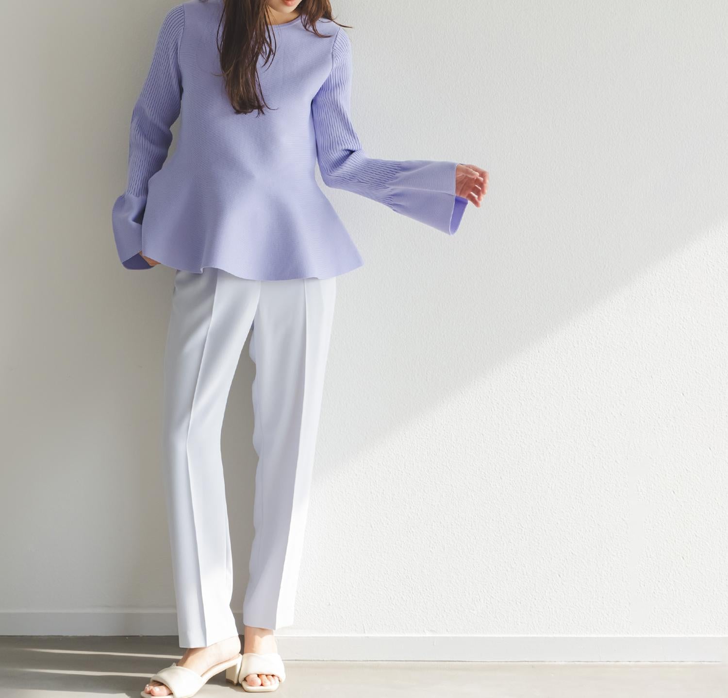 カラーテーパードパンツ ラベンダーブルー