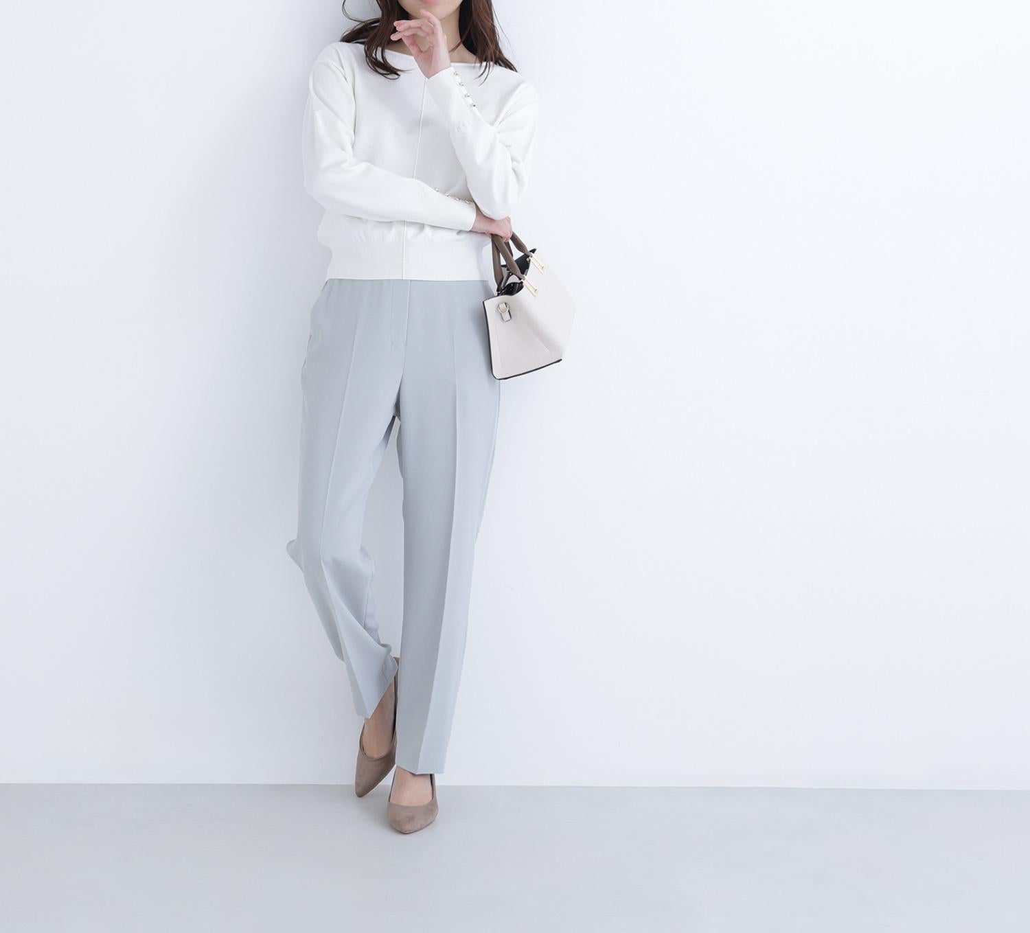 カラーテーパードパンツ ライトグリーン