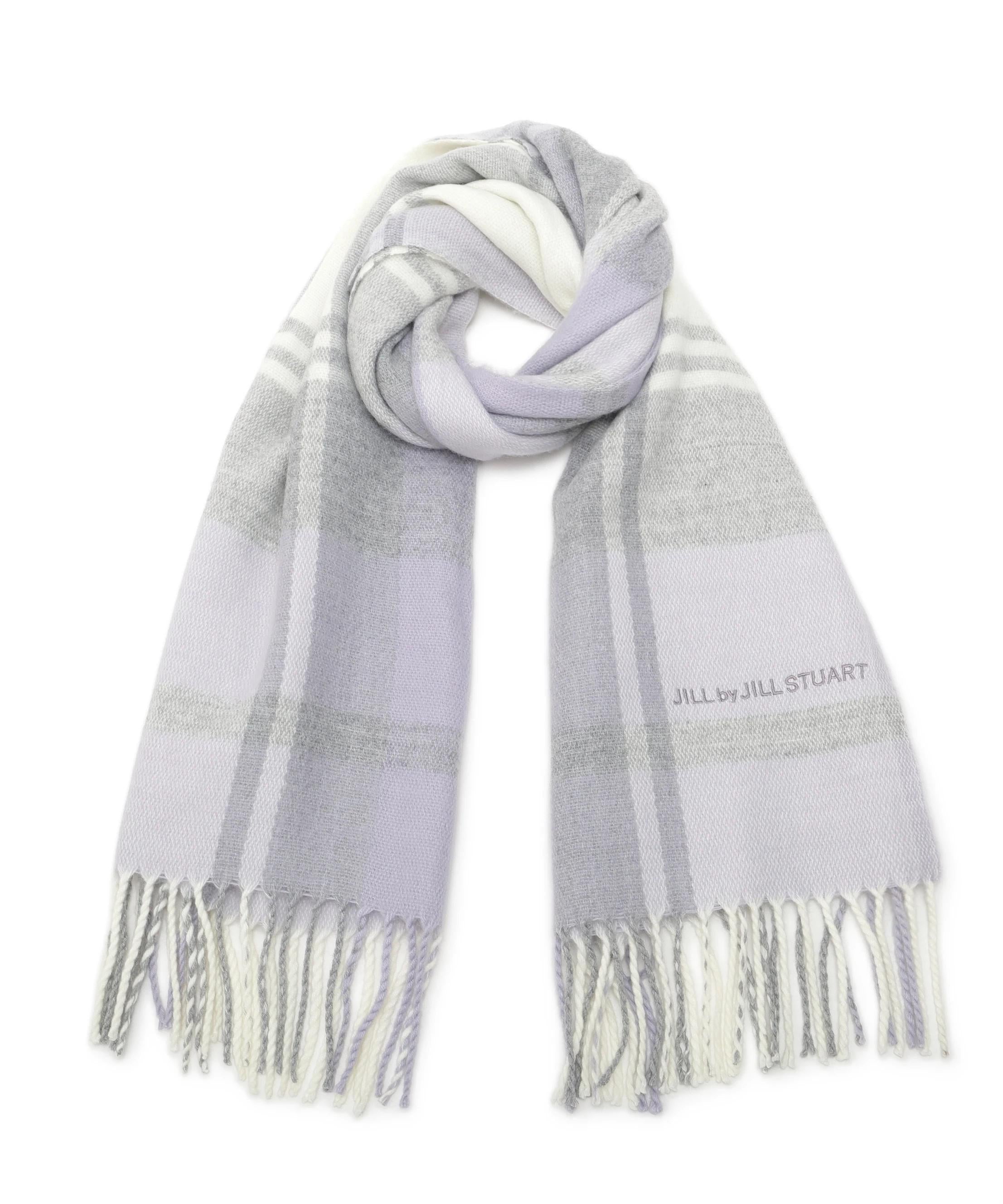 エンブロイダリーロゴチェックストール ラベンダー