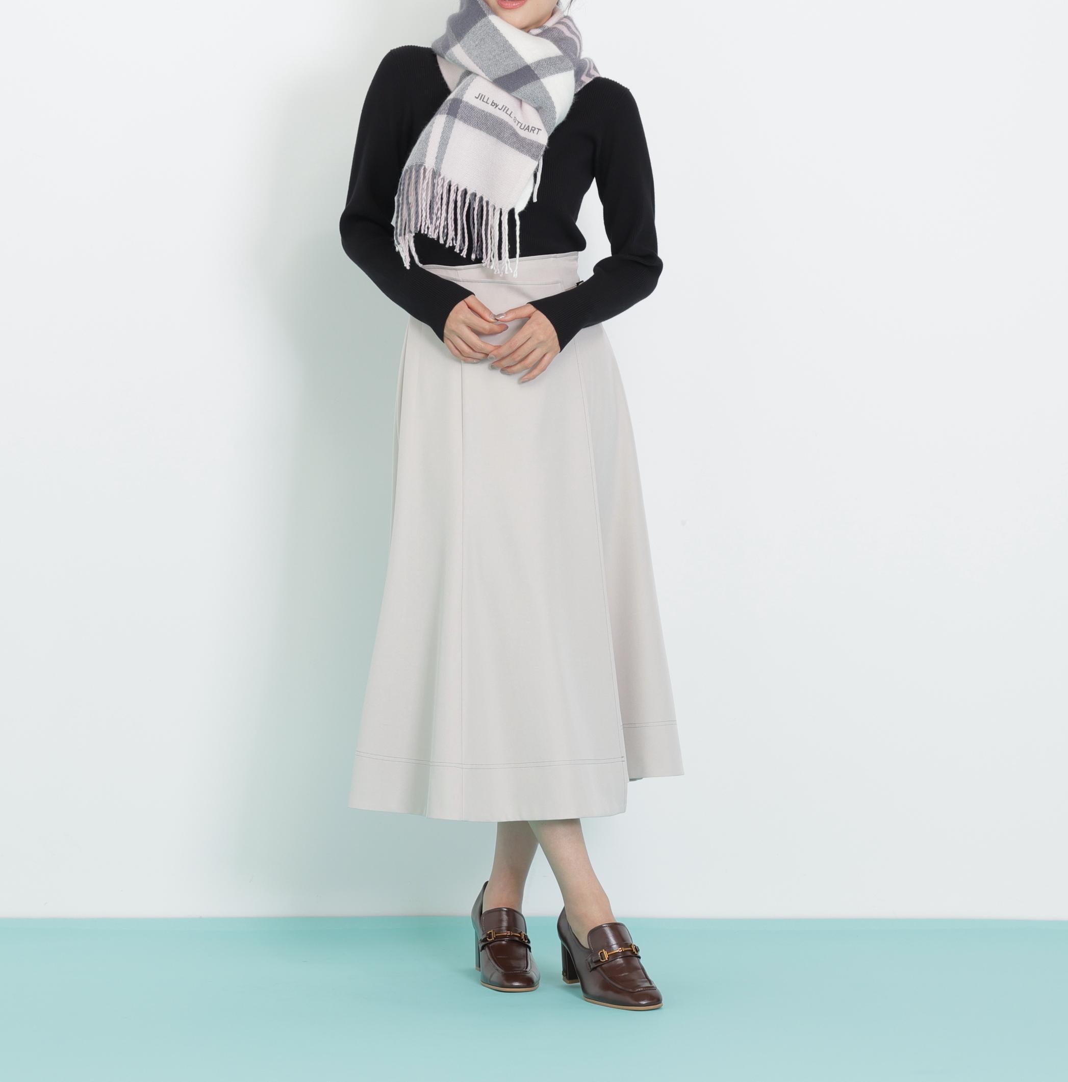 エンブロイダリーロゴチェックストール ピンク