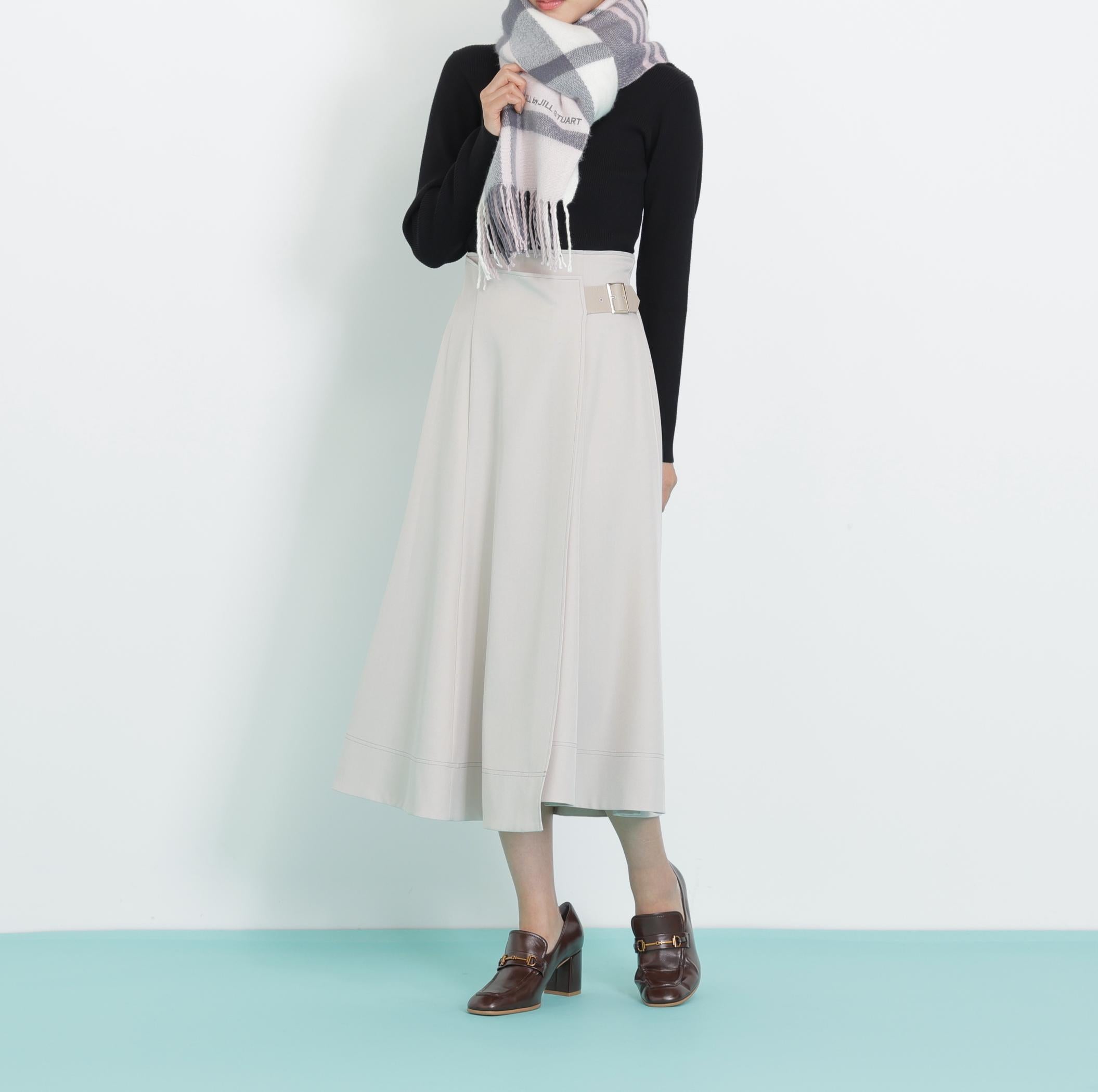 エンブロイダリーロゴチェックストール ピンク