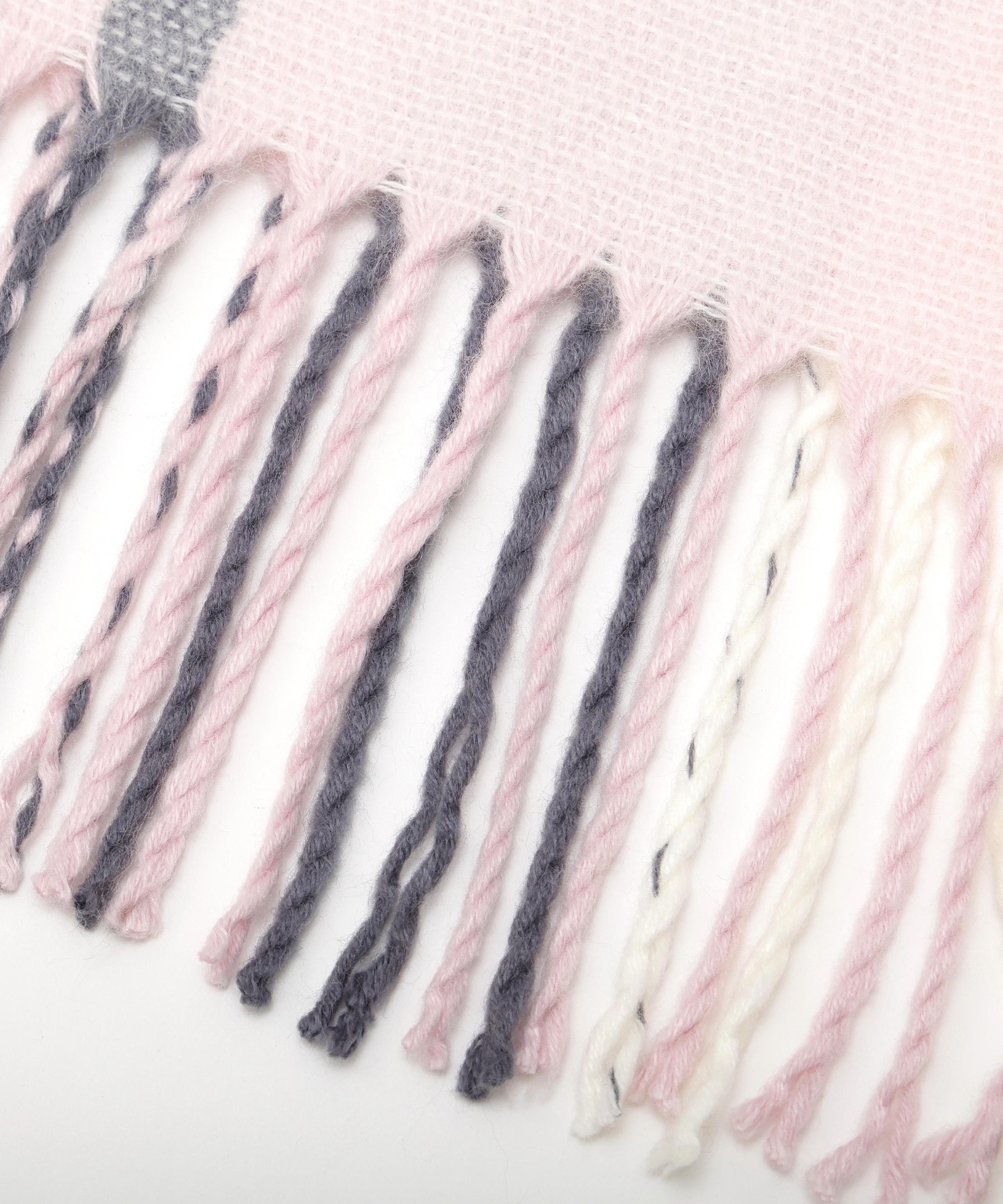 エンブロイダリーロゴチェックストール ピンク