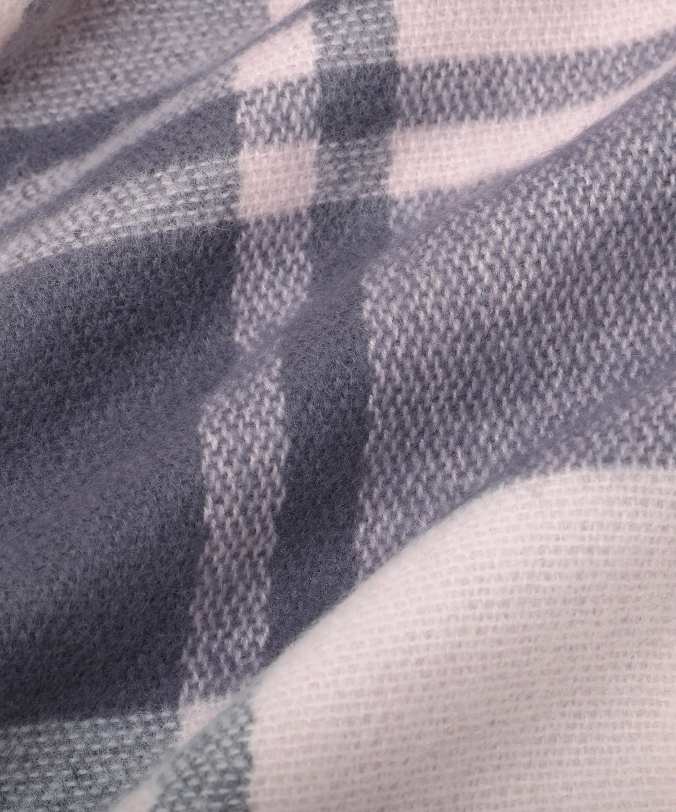 エンブロイダリーロゴチェックストール ピンク