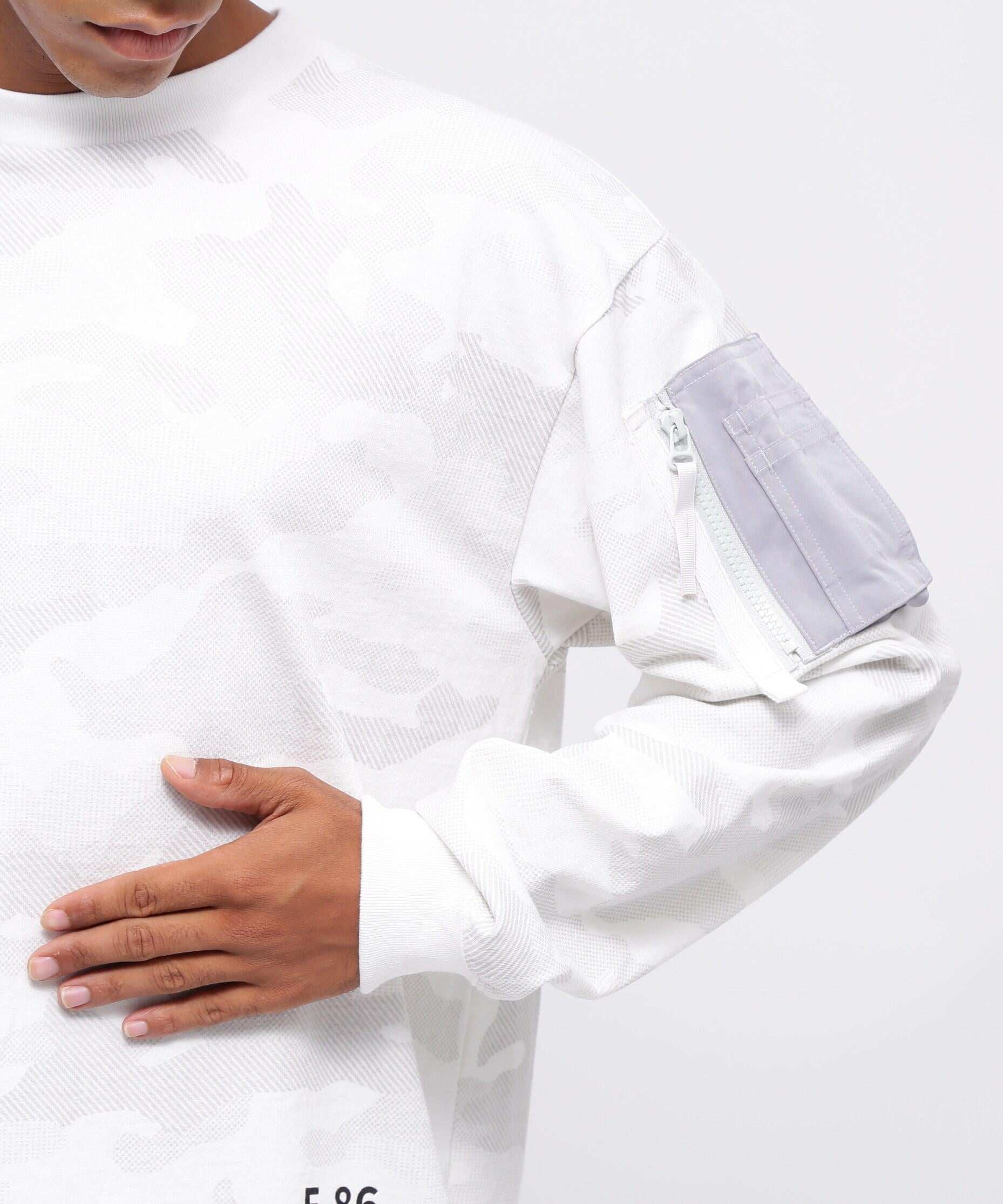 SIDE ZIP STENCIL T-SHI>T "HAT IN THE >ING" / サイドジップ ステンシル 長袖Tシャツ "ハット ホワイトカモ34