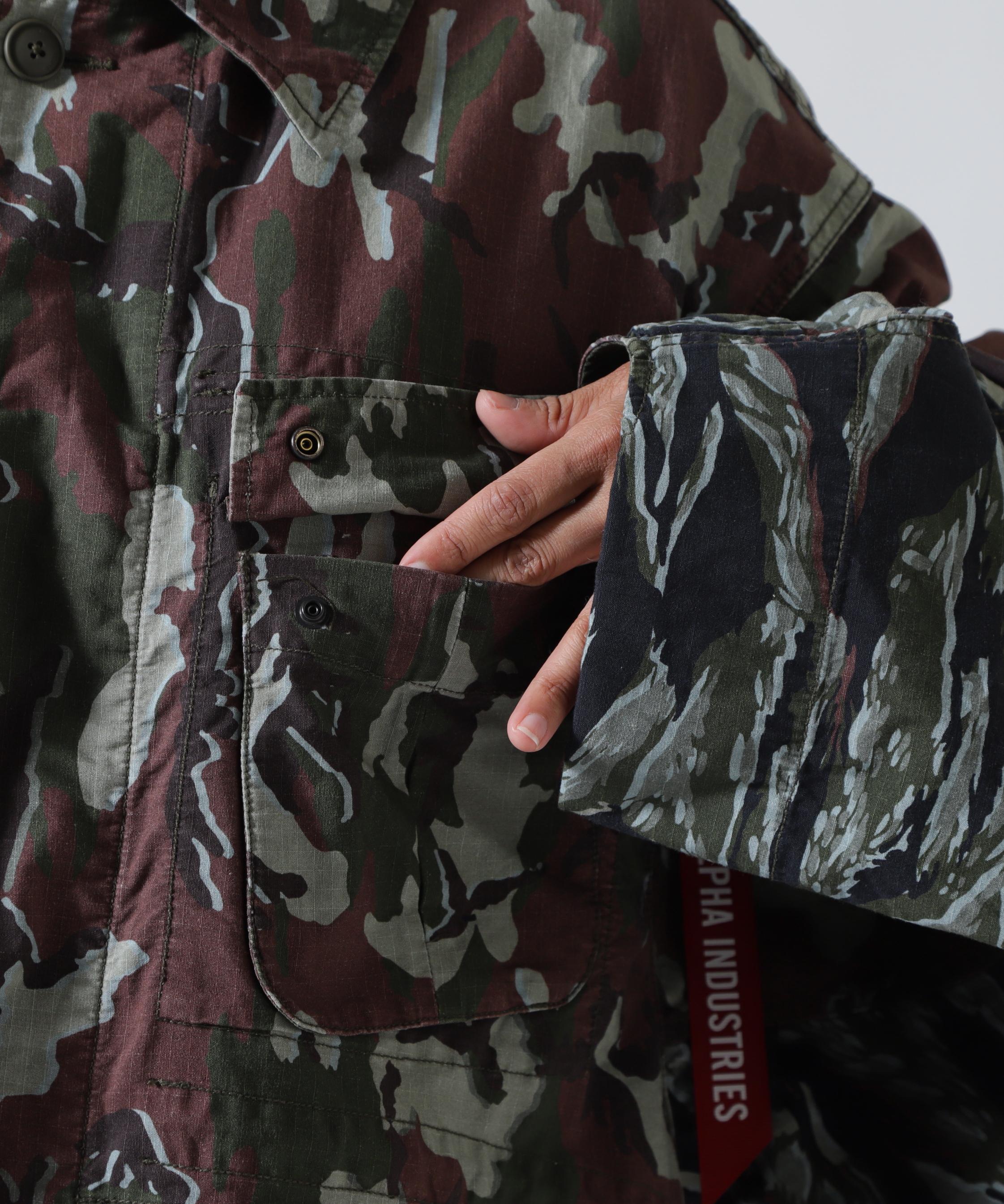 beautiful people×Alpha/double-end camouflage field JK オリーブ