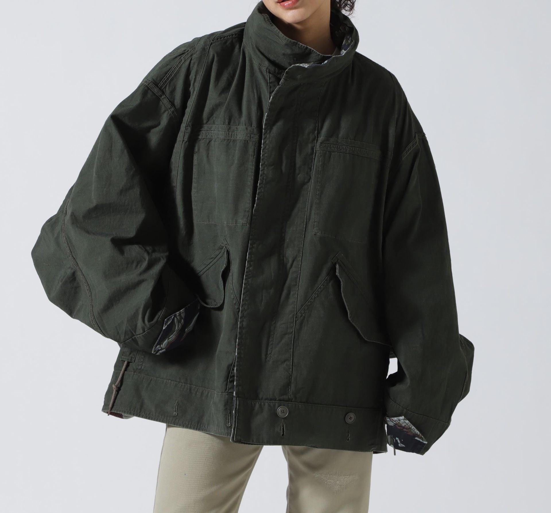 beautiful people×Alpha/double-end camouflage field JK オリーブ