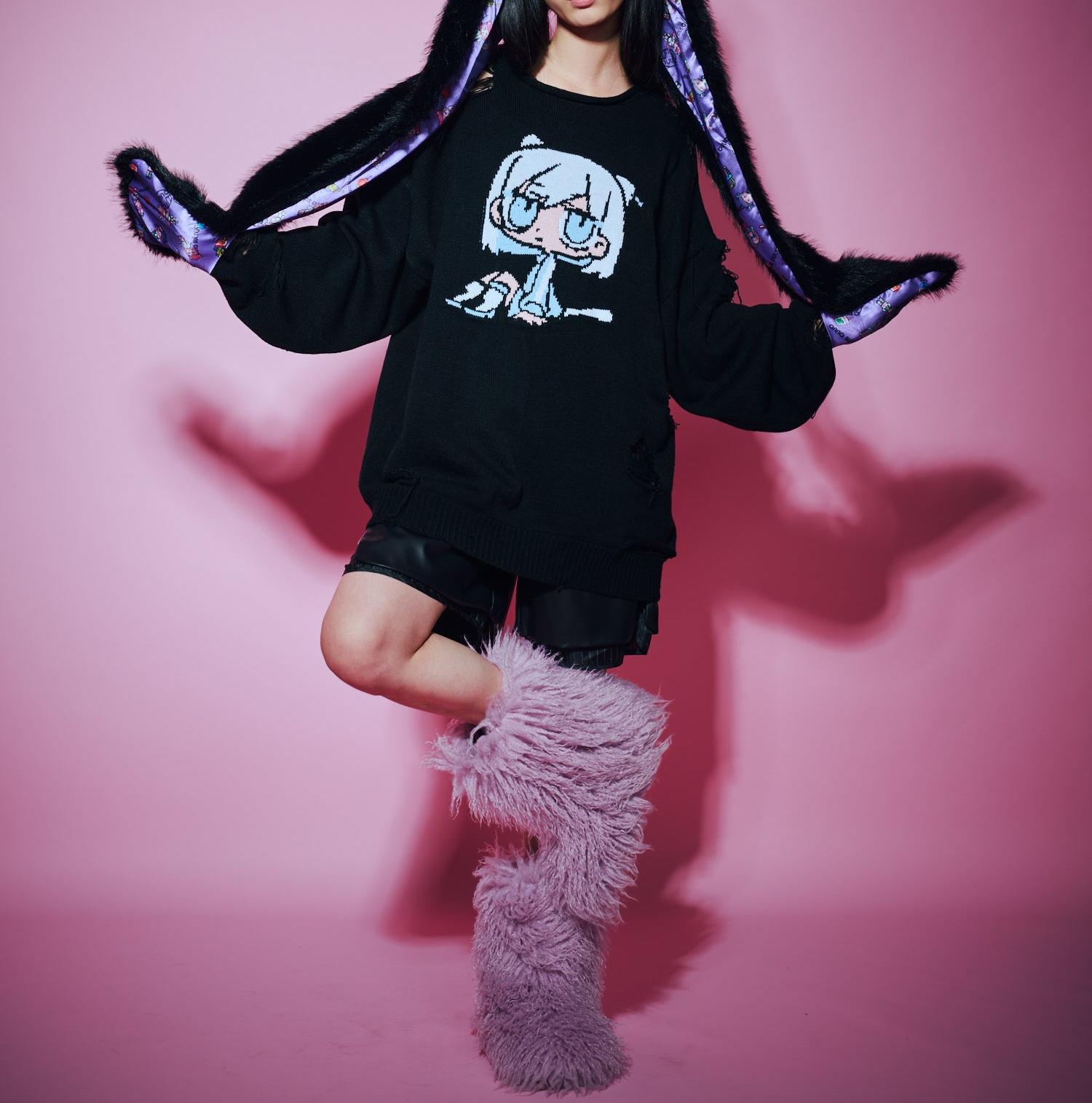 ANNA SUI NYC/アナ スイ エヌワイシー/『×寺田てら』TE>Aキャットファーマフラー ブラック