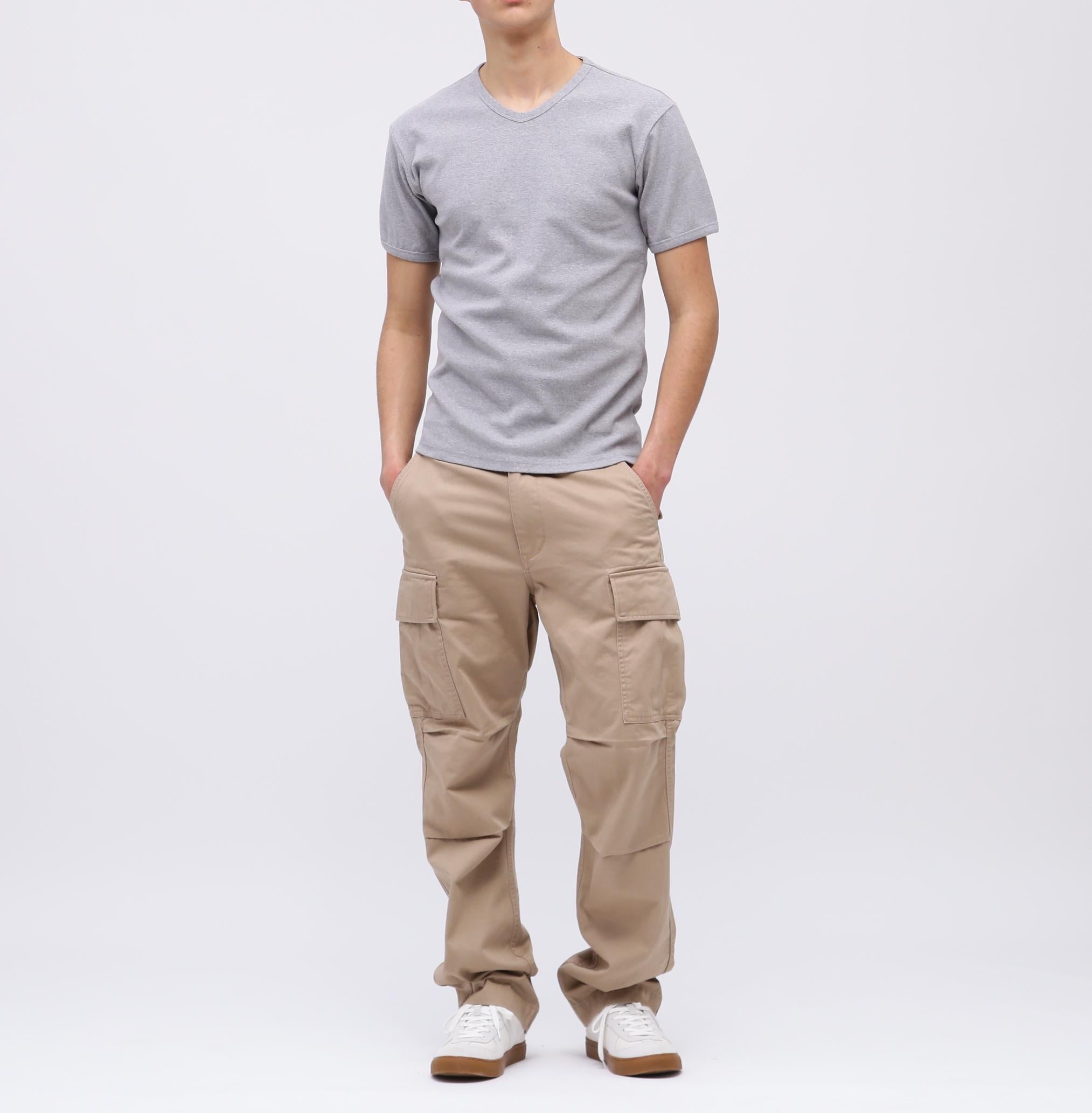 《DAILY/デイリー》>IR S/S V-NECK T-SHI>T/リブ 半袖 ブイネック Tシャツ デイリーウェア グレー