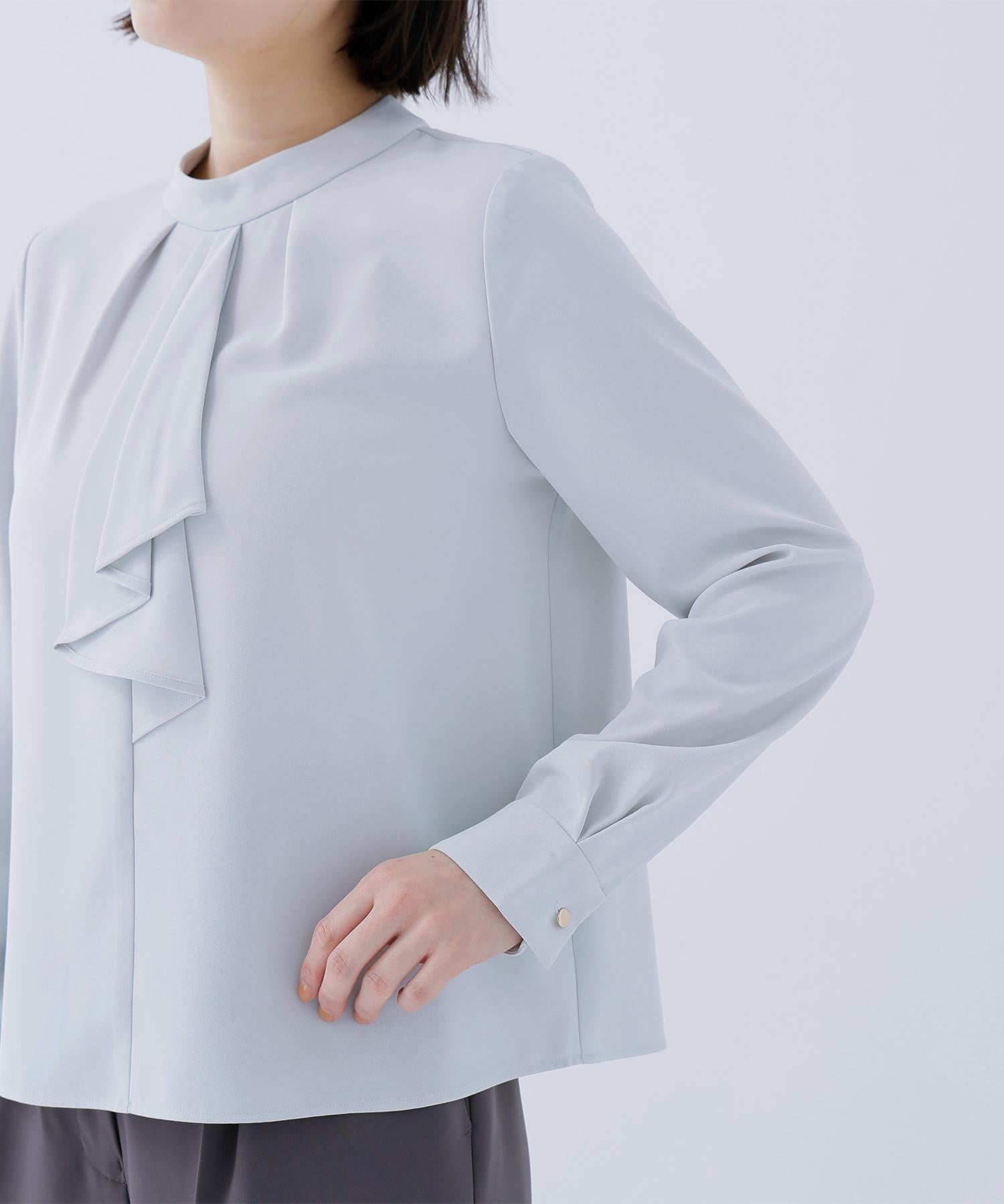 ラッフルボウタイブラウス ペールグリーン