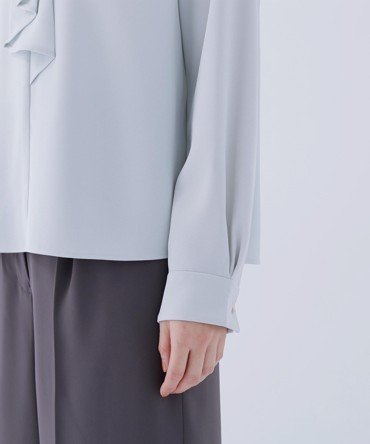 ラッフルボウタイブラウス ペールグリーン