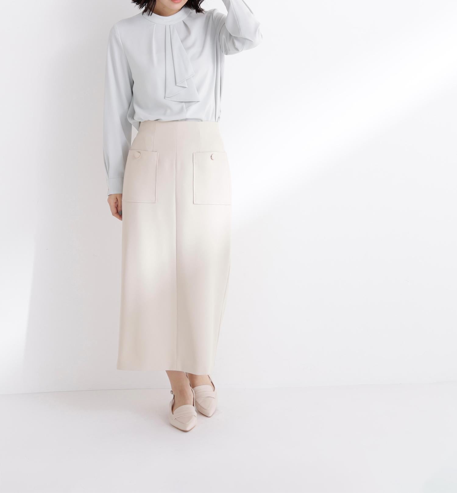 ラッフルボウタイブラウス ペールグリーン