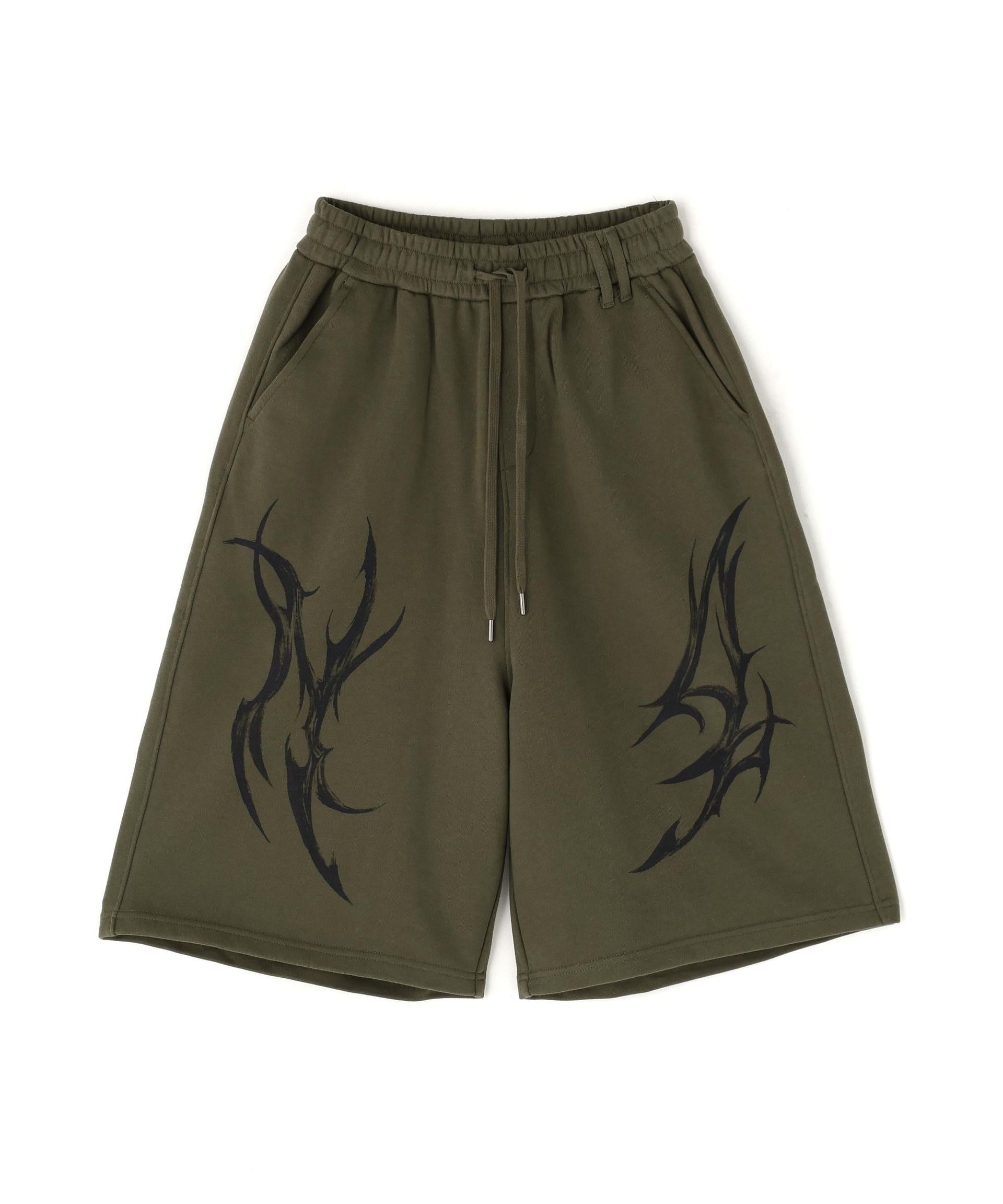 NOT4NERD/ノットフォーナード/TRIBAL BERMUDA SWEAT SHORTS カーキ